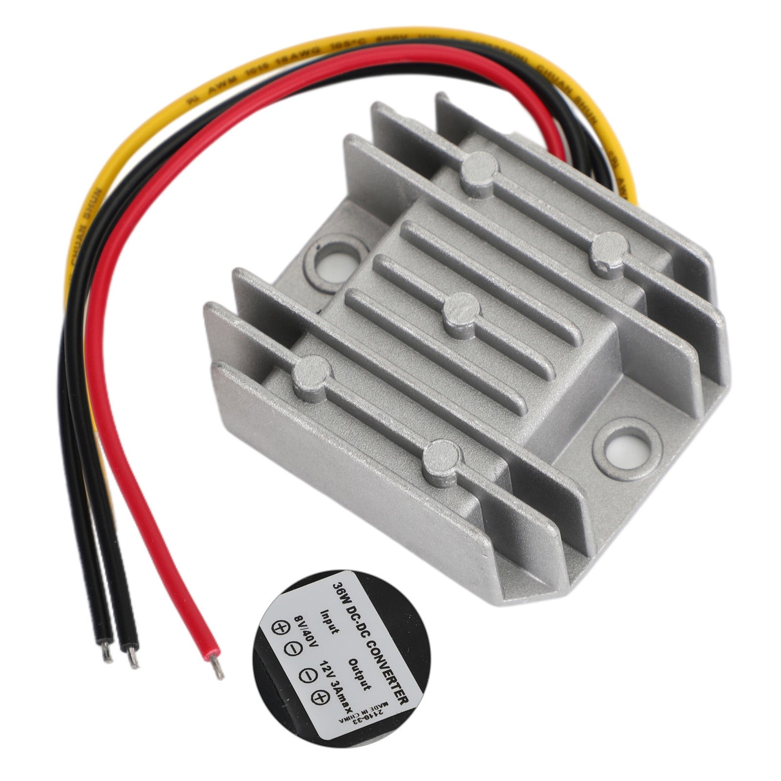 Régulateur de convertisseur de puissance DC/DC étanche 8-40V à 12V 3A