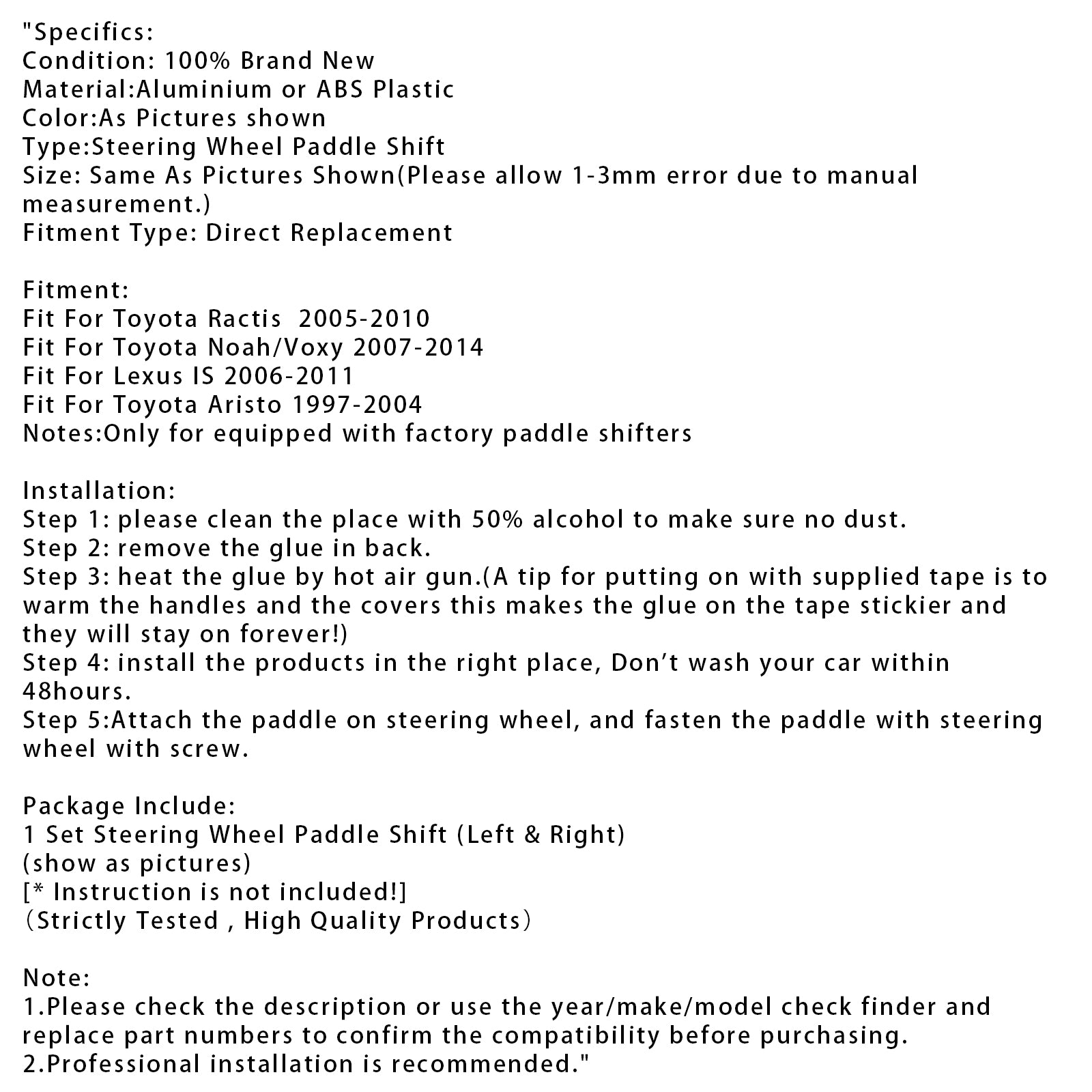 Toyota Ractis Lexus Wheel Wheel Paddle Shifter Extension