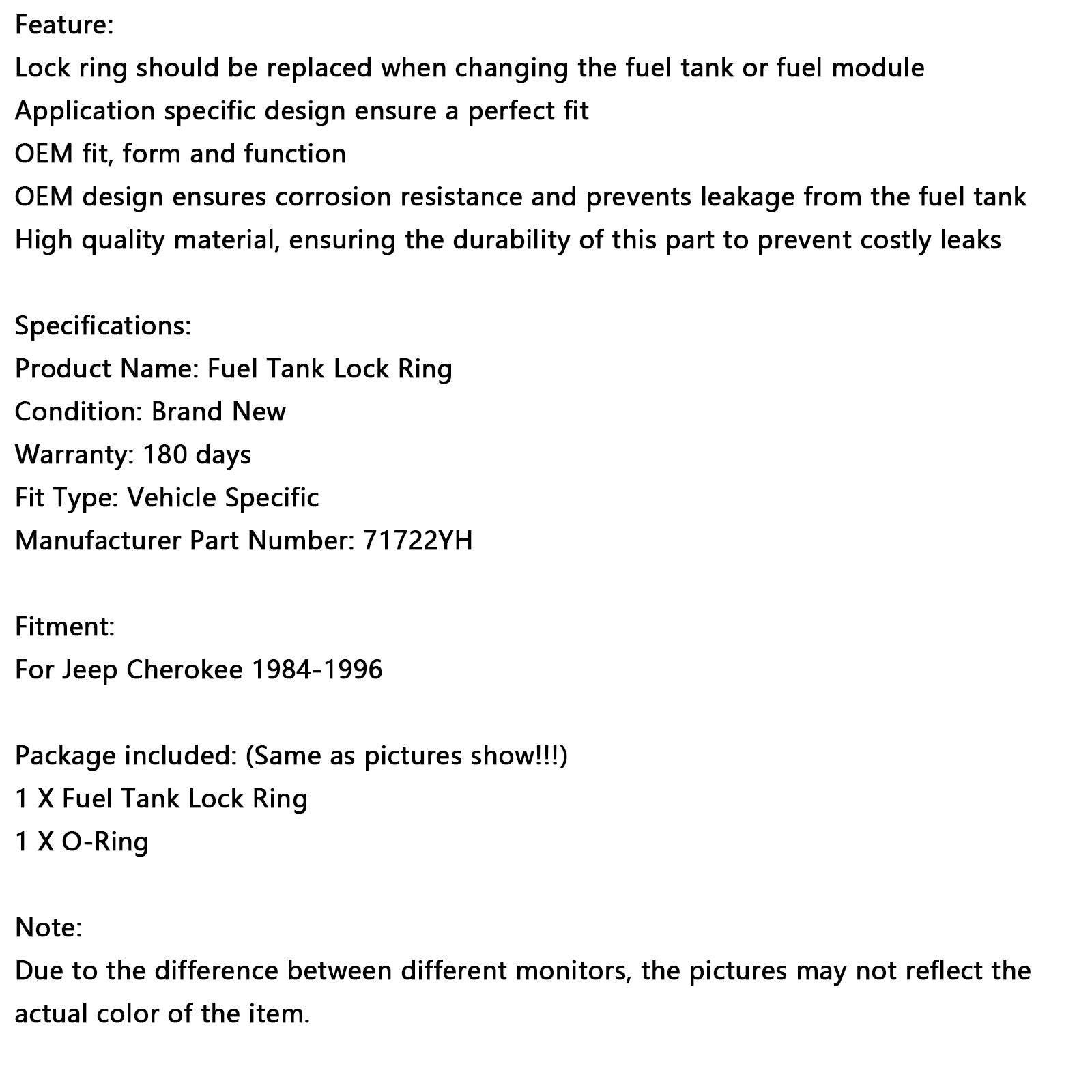 1984-1996 Jeep Cherokee Fuel Tank Lock Ring Spectra 71722yh