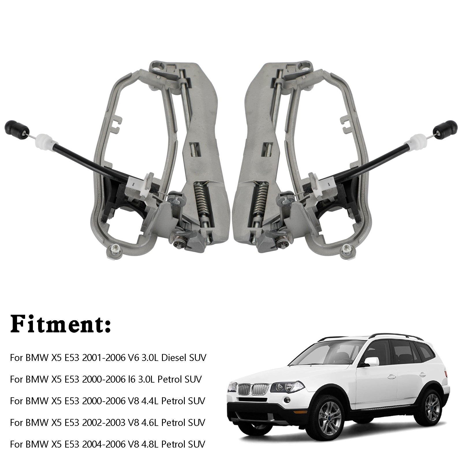 2001-2006 BMW X5 E53 V6 3.0L Diesel SUV Fram Vänster Höger Dörrhandtagshållare 51218243615/16