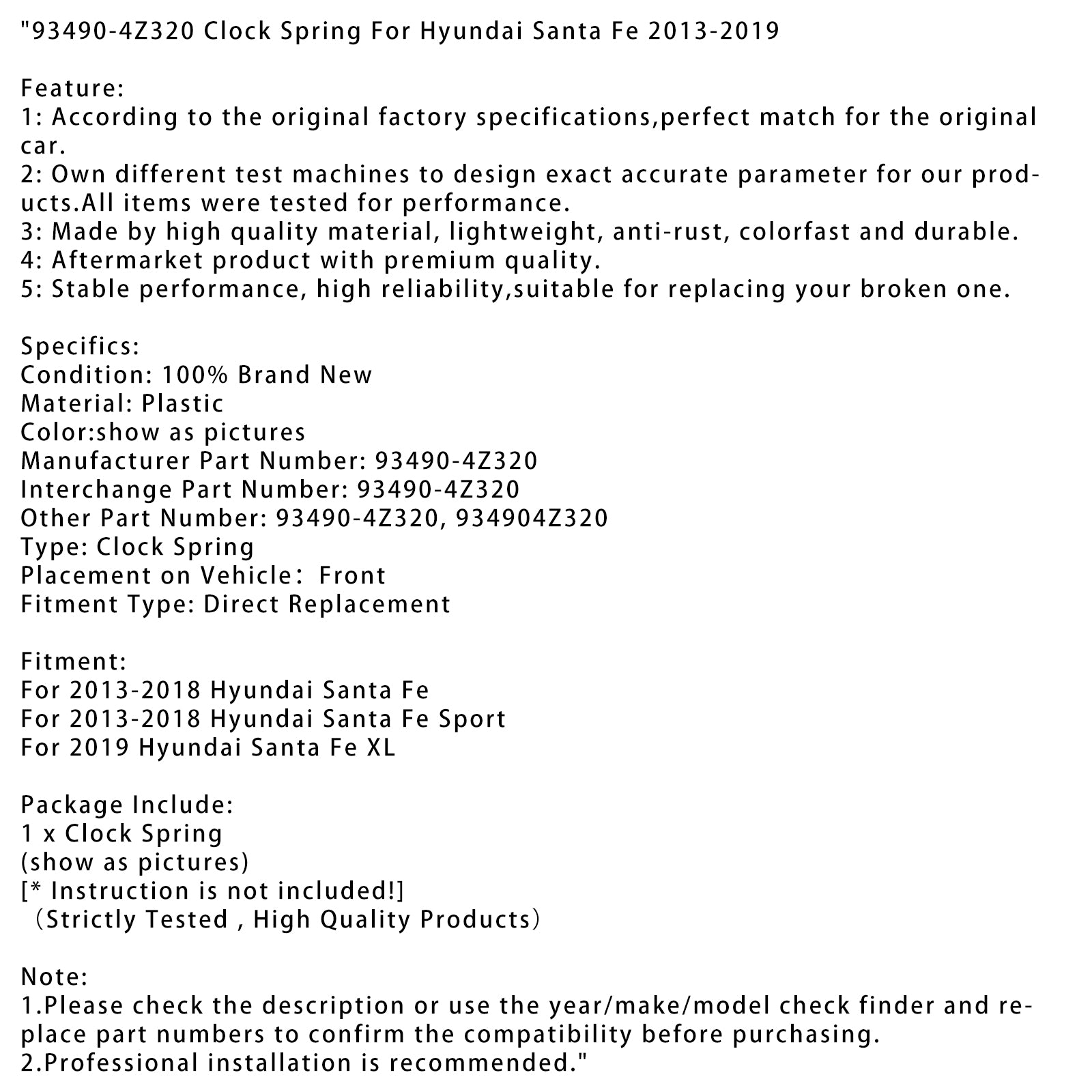 93490-4Z320 hodín jar pre Hyundai Santa Fe 2013-2019