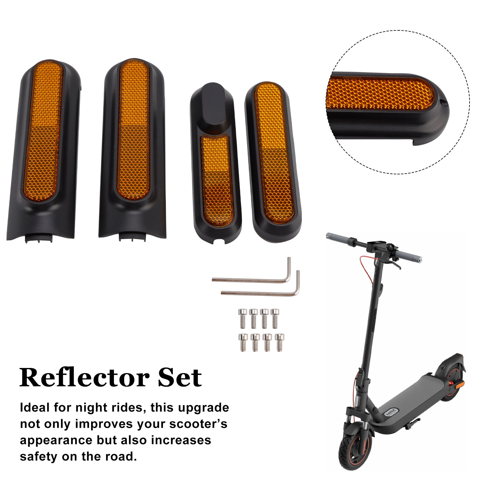 Conjunto de 4 tampas laterais de scooter com refletor traseiro para Xiaomi 4 Pro (1ª geração)