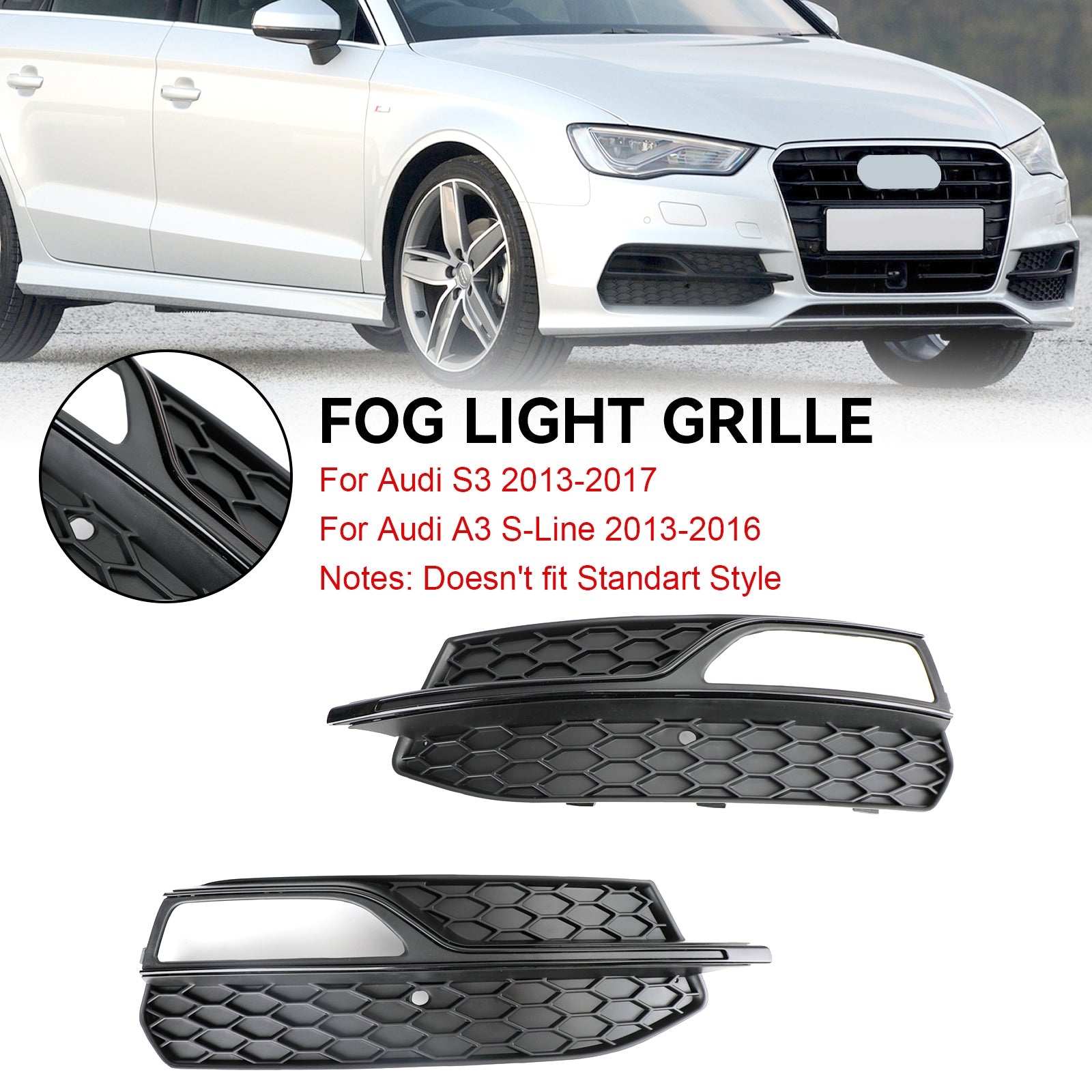 Couvercle de phare antibrouillard pour pare-choc inférieur, calandre pour AUDI A3 S3 s-line 2013 – 2016