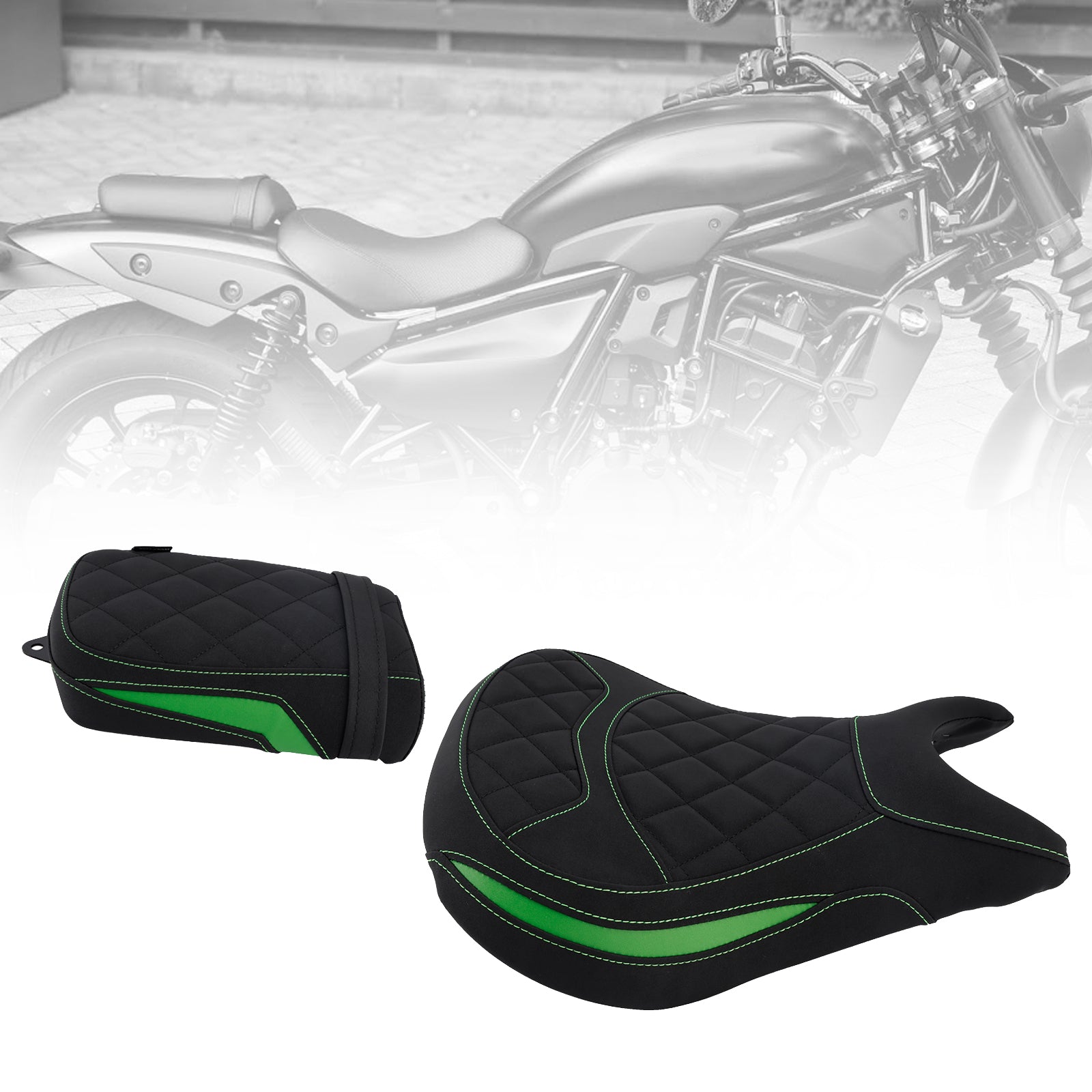 Driver&Passenger Seat Kit Rear Lower Green For Kawasaki Eliminator 500 24-25
