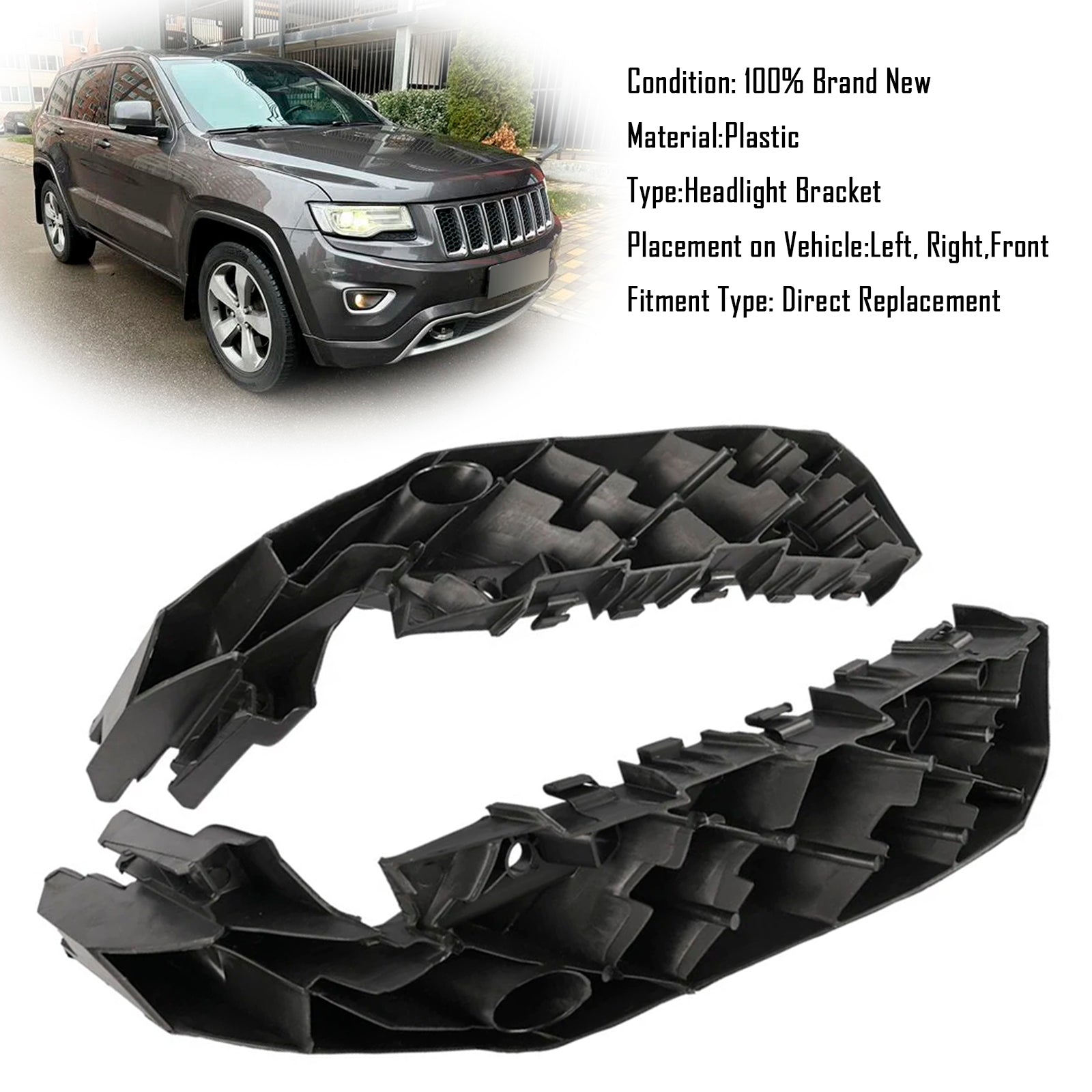 2014-2016 Jeep Grand Cherokee Headlight Support Bracket Pair Left+Right