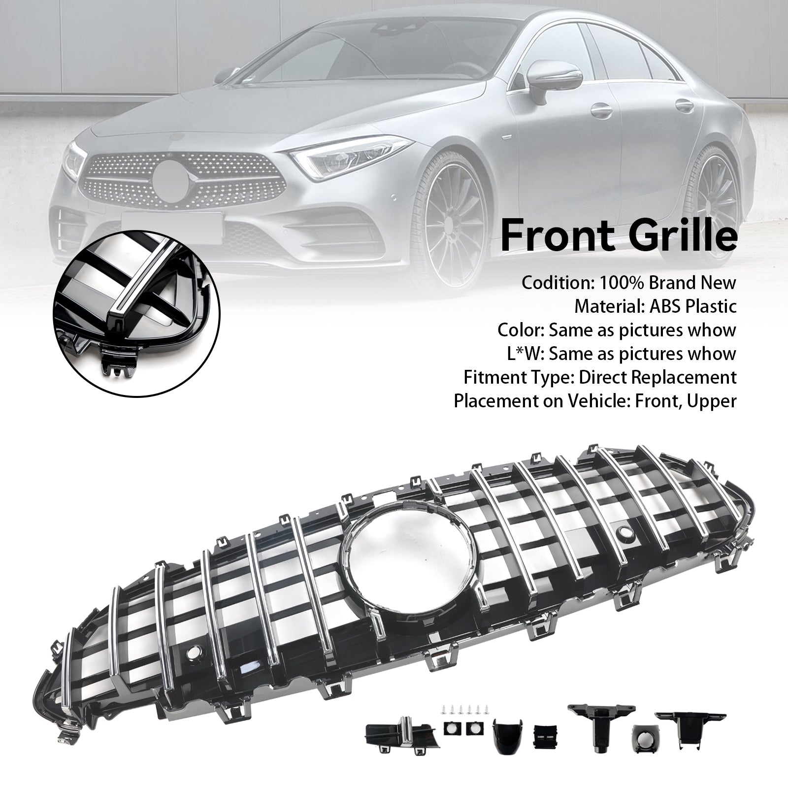 2018 2019 2020 2021 2022 2023 2024 Mercedes CLS C257 W257 Chrómová mriežka predného nárazníka pre kupé