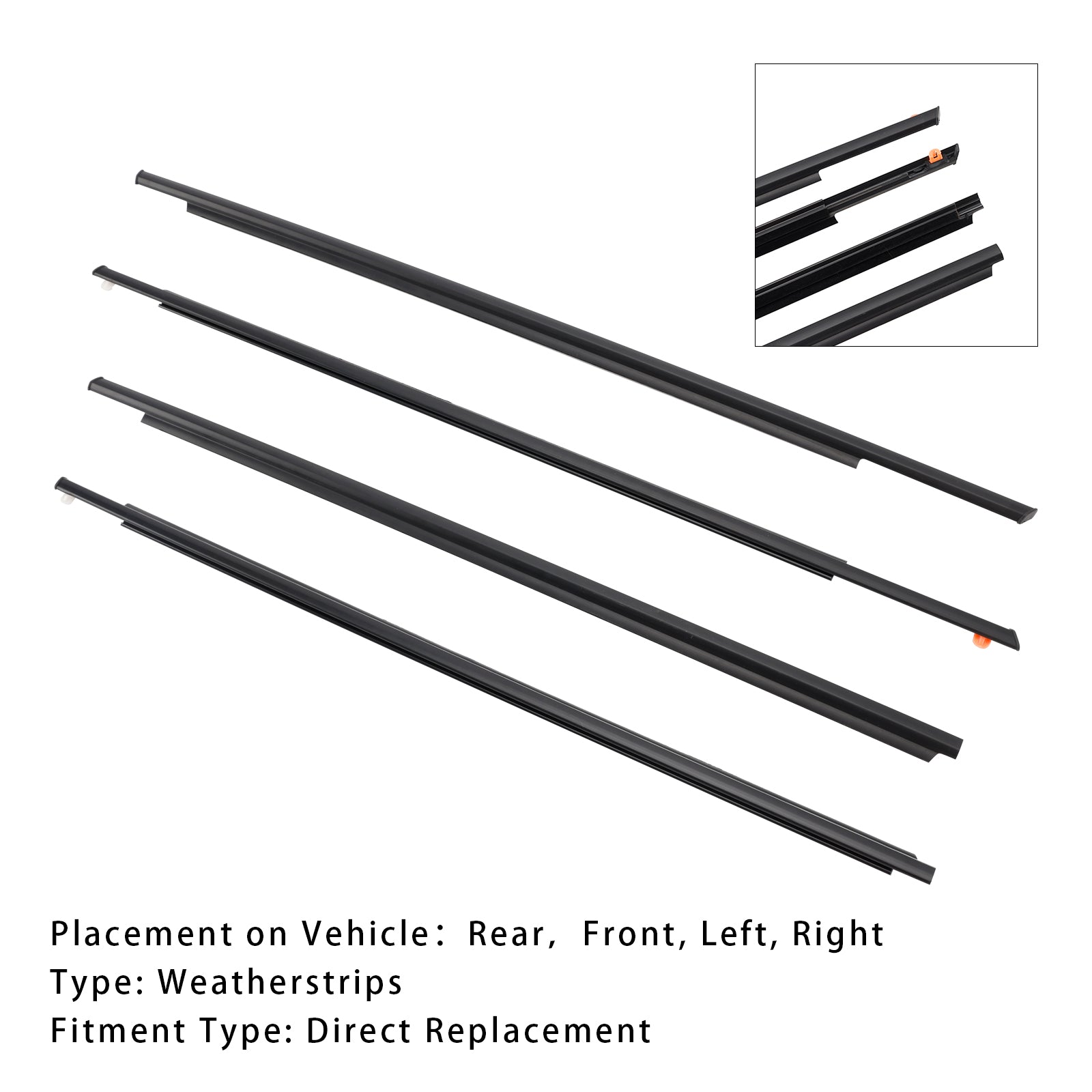2004-2009 Toyota Prius 4PCS Deurglasriem Buitenste lijstafdichting