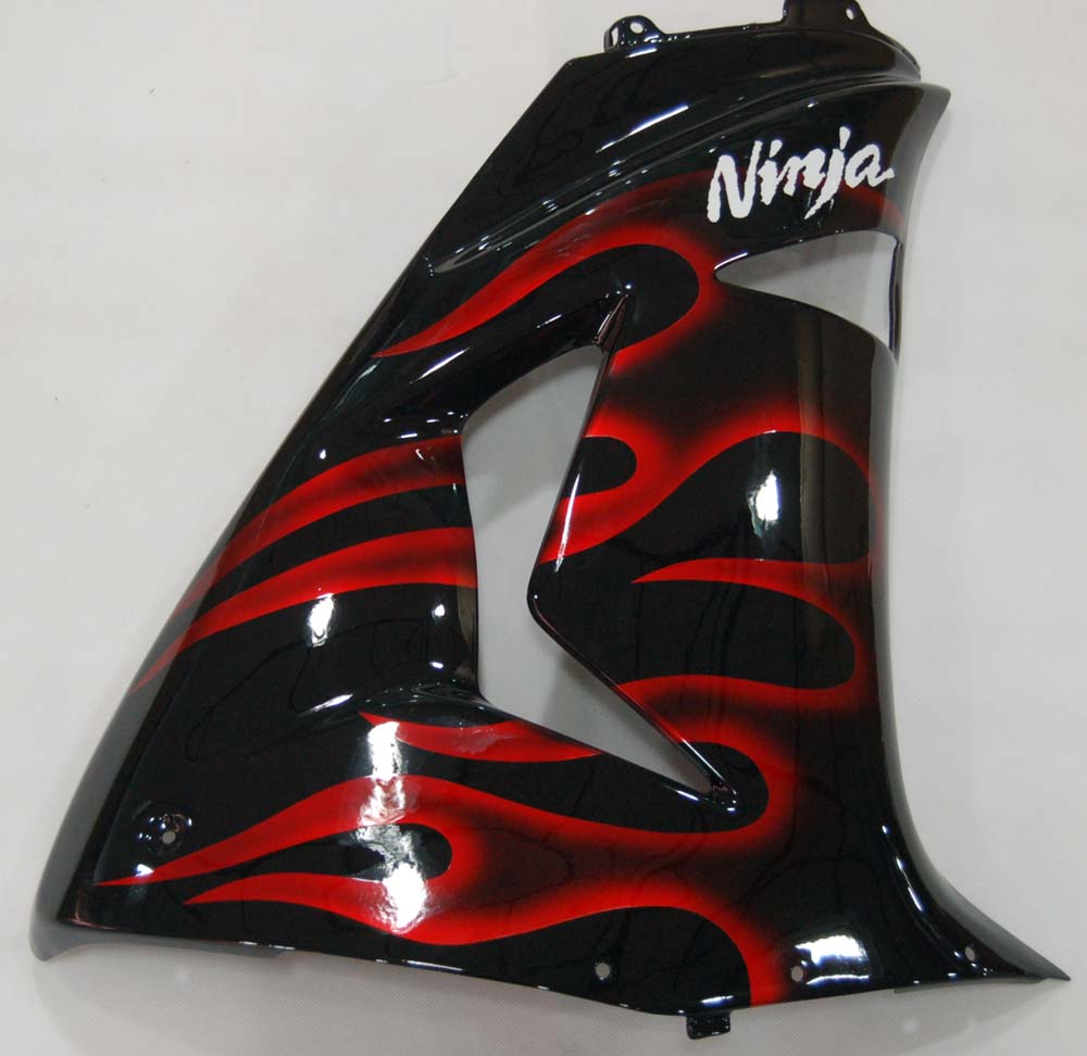 2006-2007 Kawasaki ZX 10R Black & Red Flame Racing Fairings Generic