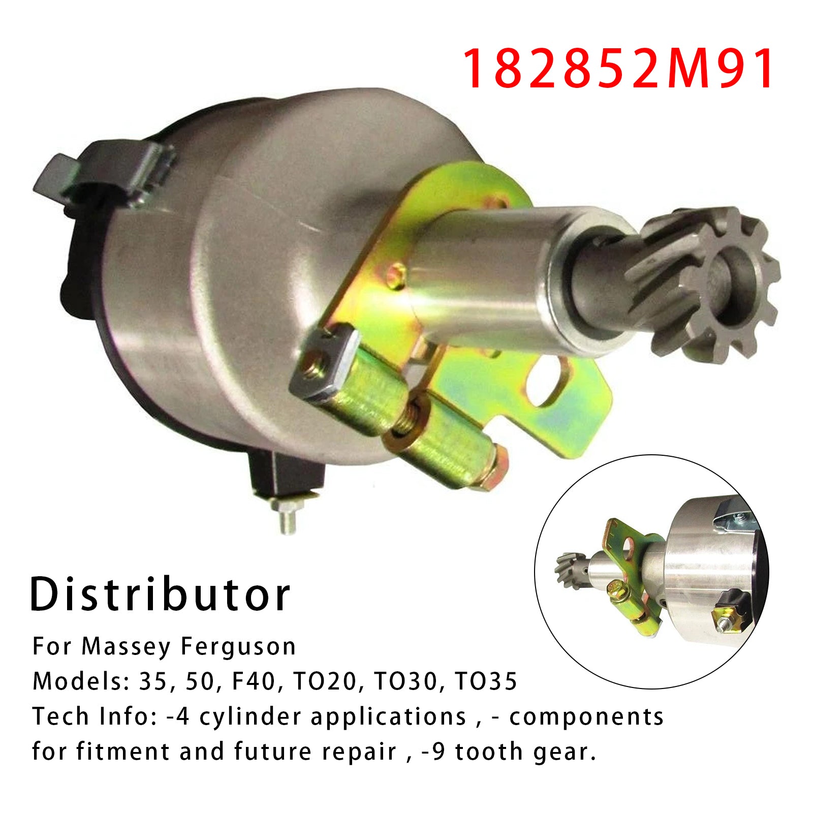 Distributor 182852M91 For Massey Ferguson Tractor 35 50 F40 TO20 TO30 TO35