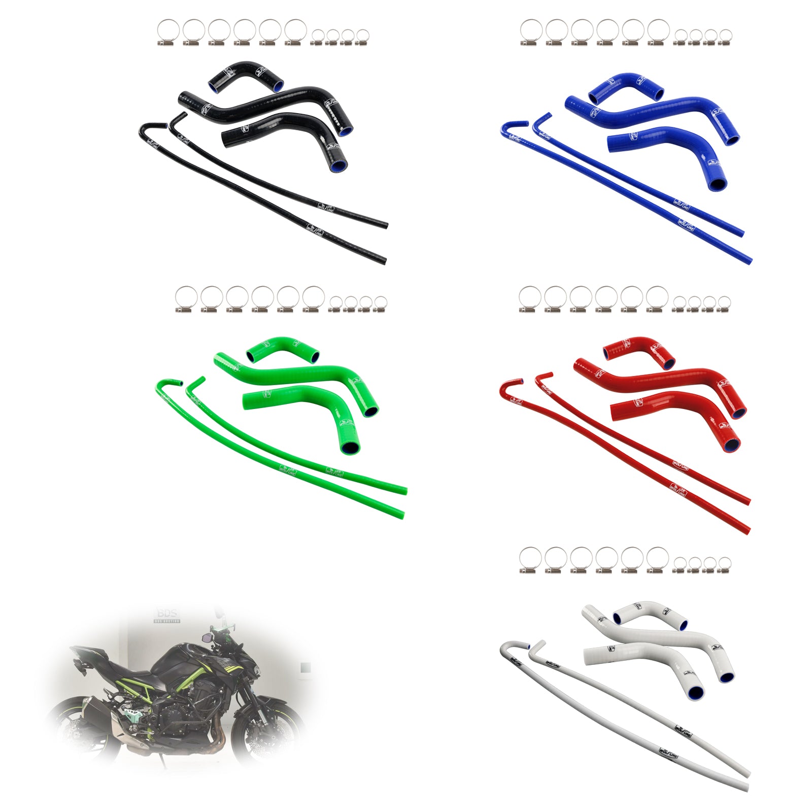 2017-2024 Kawasaki Z900 Silicone Radiator coolant Hose kit