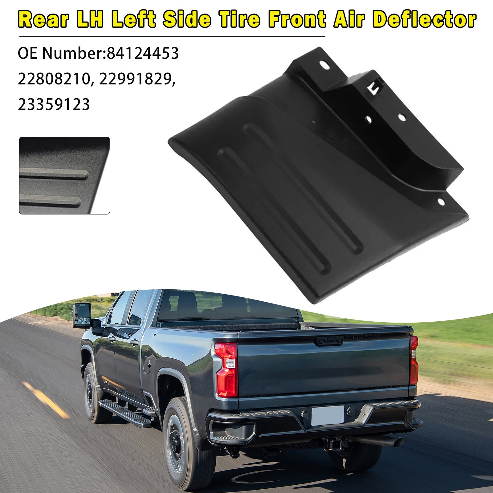 Déflecteur d'air avant de pneu arrière gauche côté gauche pour Chevy Silverado LT Pick Up 2014-2020