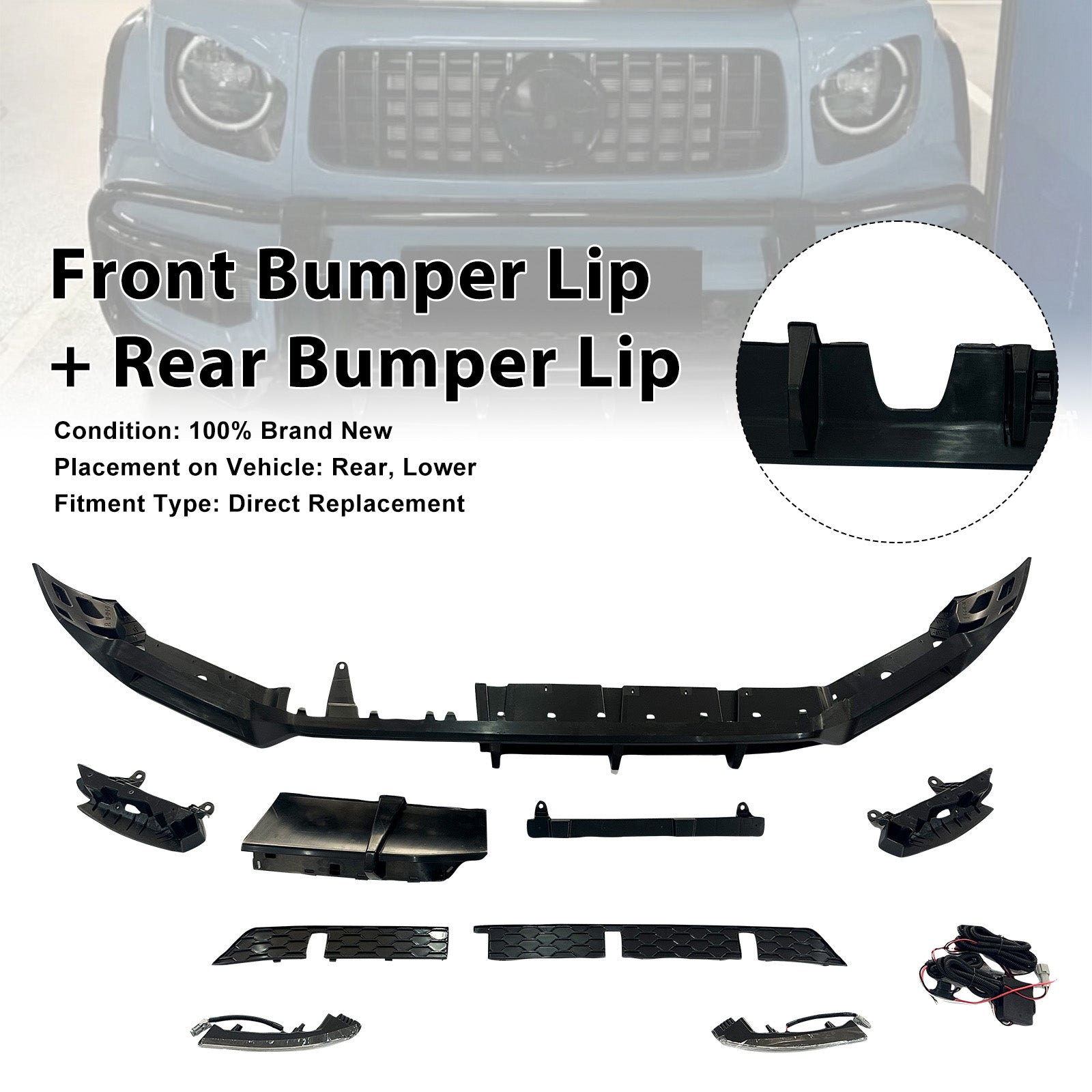Front Rear Bumper Diffuser Lip Fit Mercedes Benz G-Class W465 2025+ PP