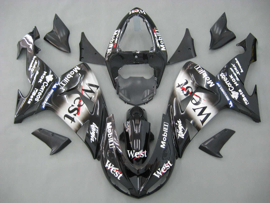 2006-2007 Kawasaki ZX 10R Carénages Amotopart Noir Blanc West Racing Customs Carénage