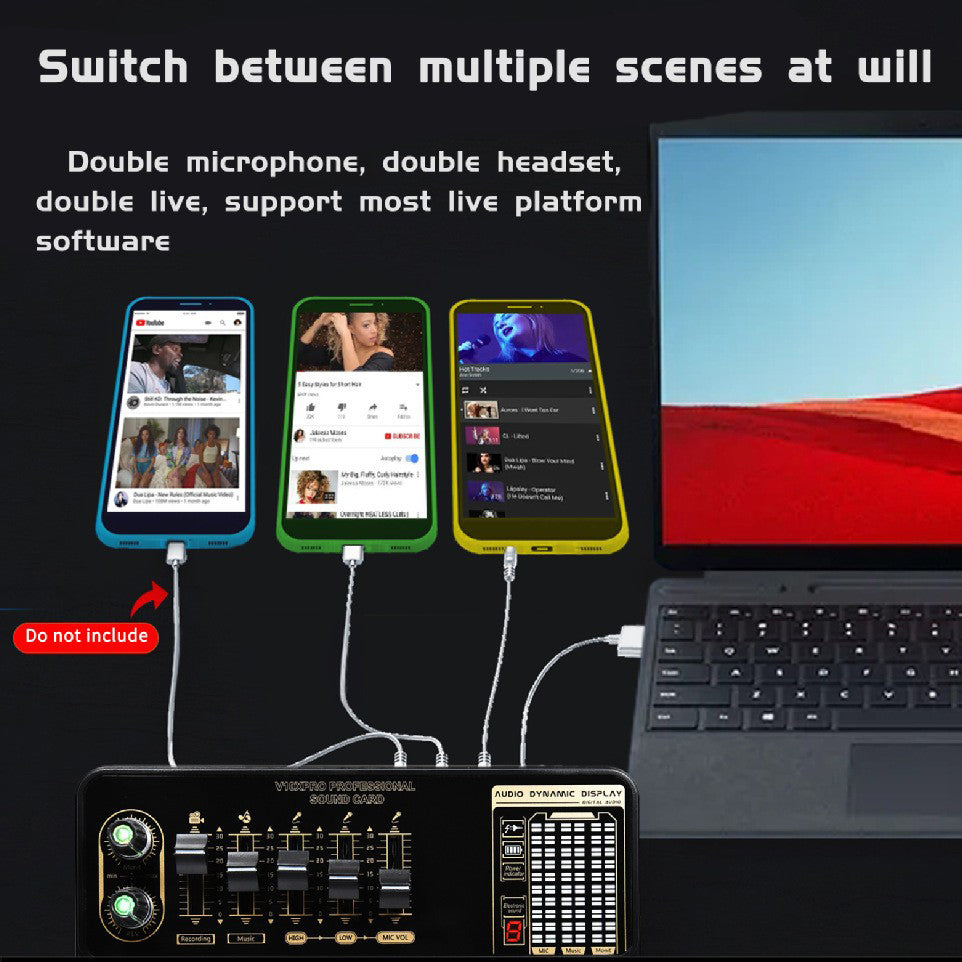 V10 Geluidskaart Live geluidskaart Mobiele telefoon Karaoke Computer Live uitzending Tik Tok-apparatuur