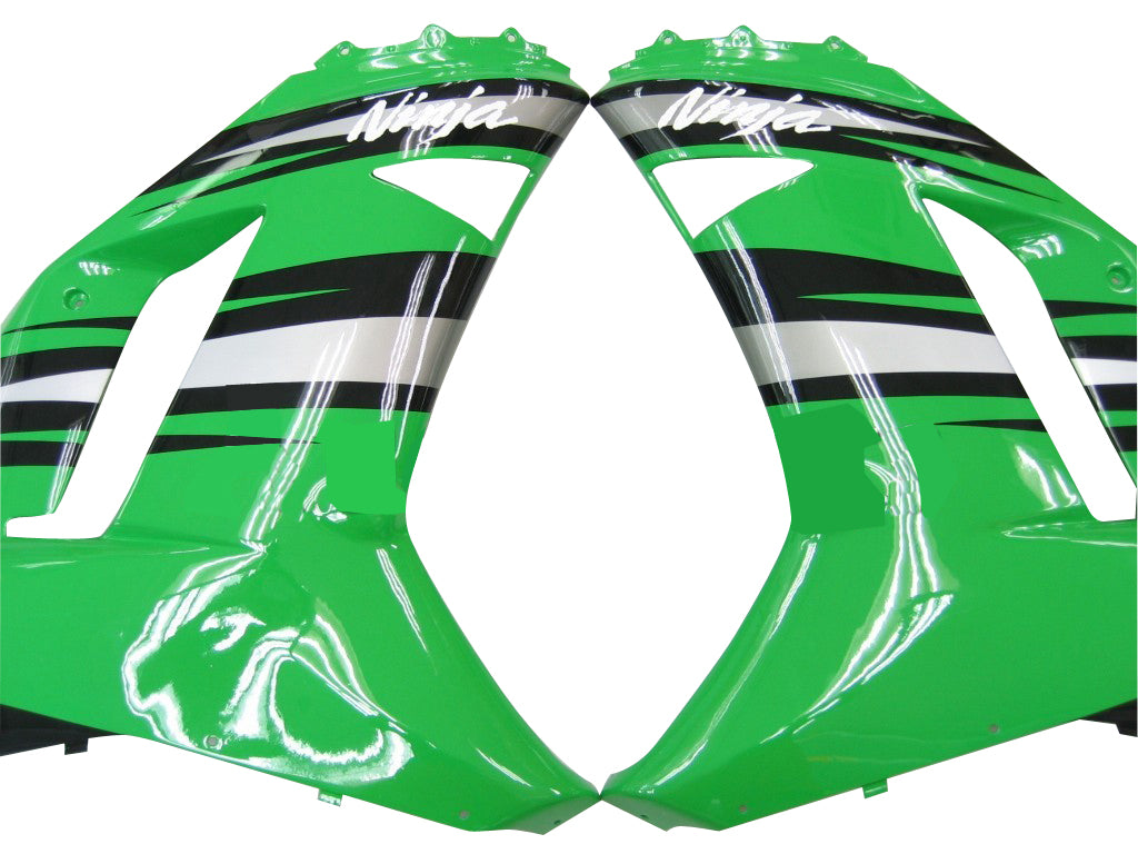 2007-2008 Kawasaki ZX6R ZX636 stroomlijnkappen Groen Zwart Zilver Ninja ZX6R Racing Algemeen