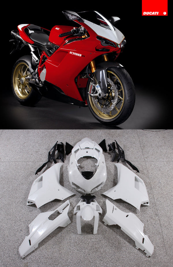 2007-2012 Ducati 1098/1198/848 Red White Bodywork Fairing ABS Injection Mold 10# Generic