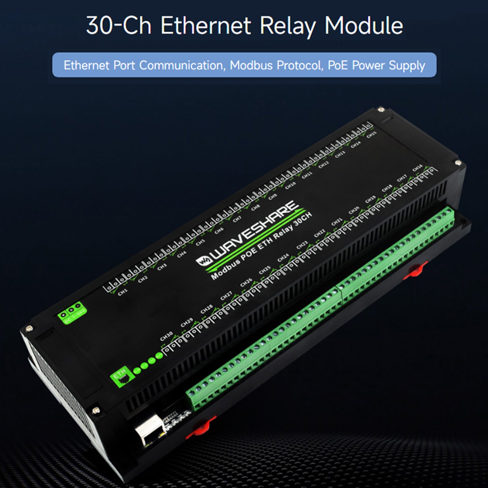 Module de relais Ethernet 8/30 canaux, protocole Modbus TCP, Communication Ethernet Poe