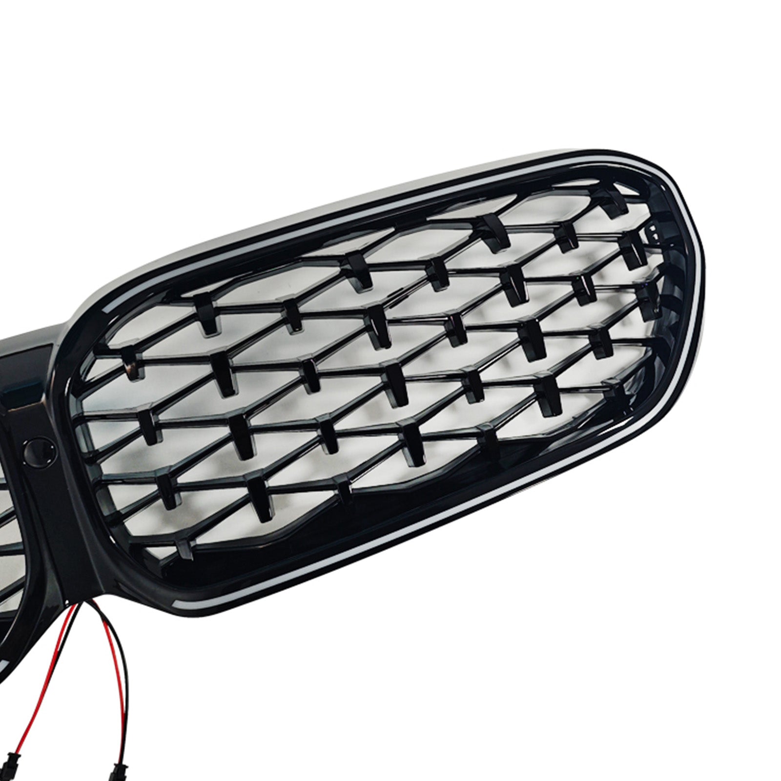 Diamond Front Kidney Grill Grille Fit BMW 5 Series G30 G38 2021-2024 Black