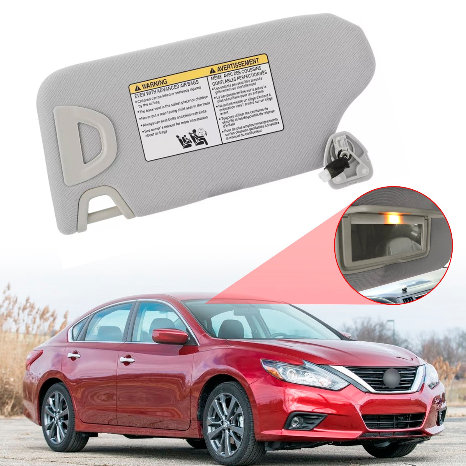 Visera solar gris para Nissan Altima 2013-2018, lado derecho, 964003TA2A