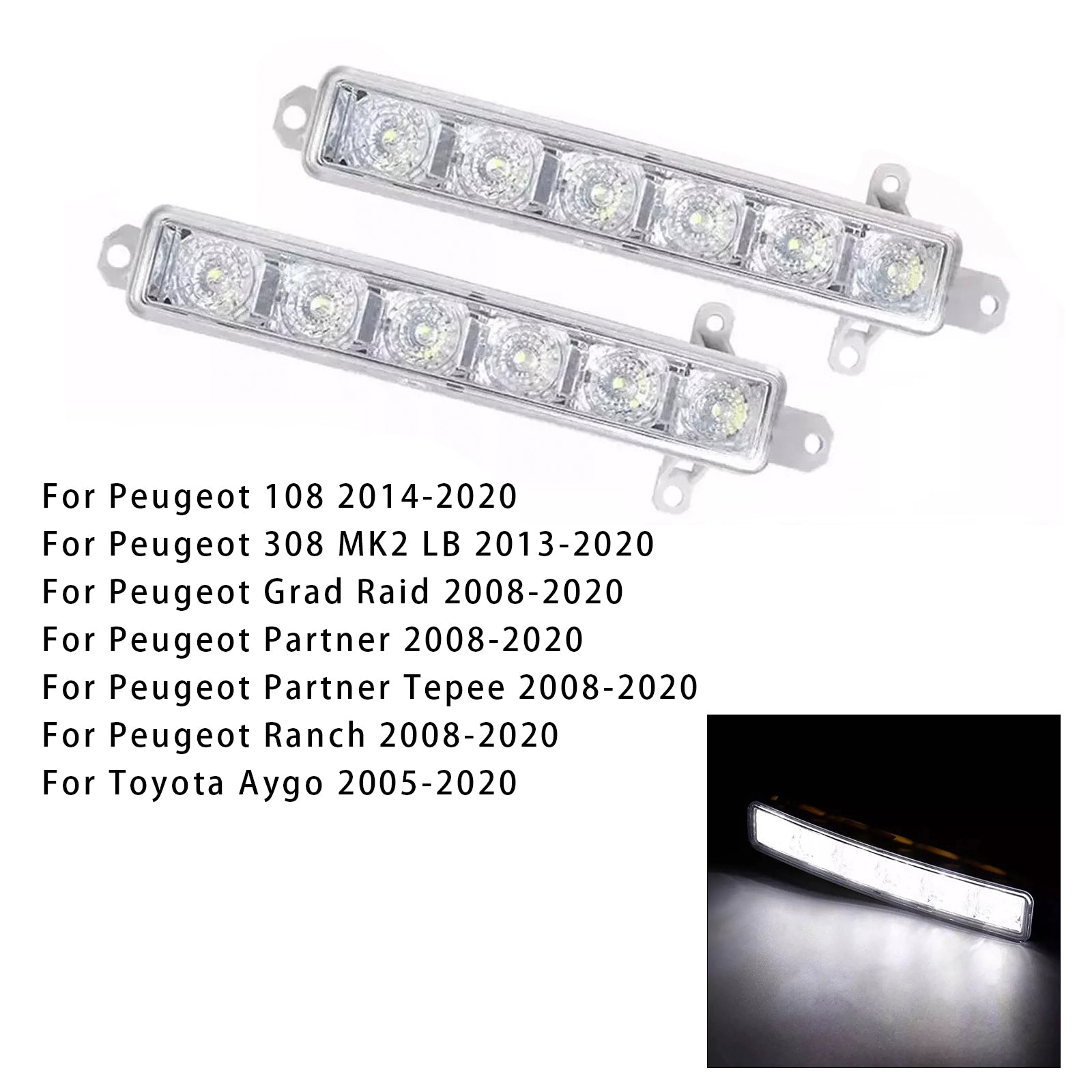 Pár LED denné hmlové svetlo pre Citroen C3 Berlingo Peugeot 9802795580