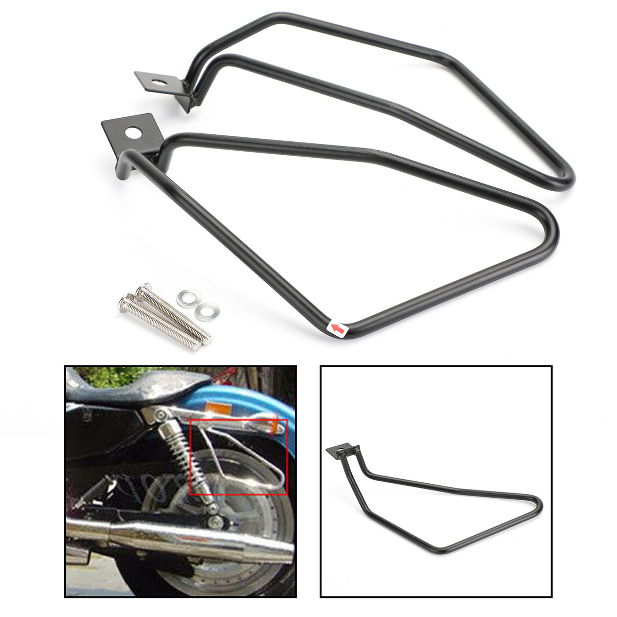 Sportster 883 Iron XL883N Black Saddlebag Support Mounting Bracket Generic