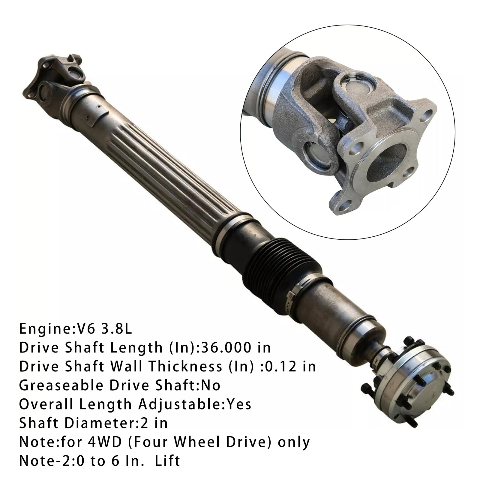 2007-2011 Jeep Wrangler 3.8L 4WD Front Driveshaft Prop Shaft 52753319AC