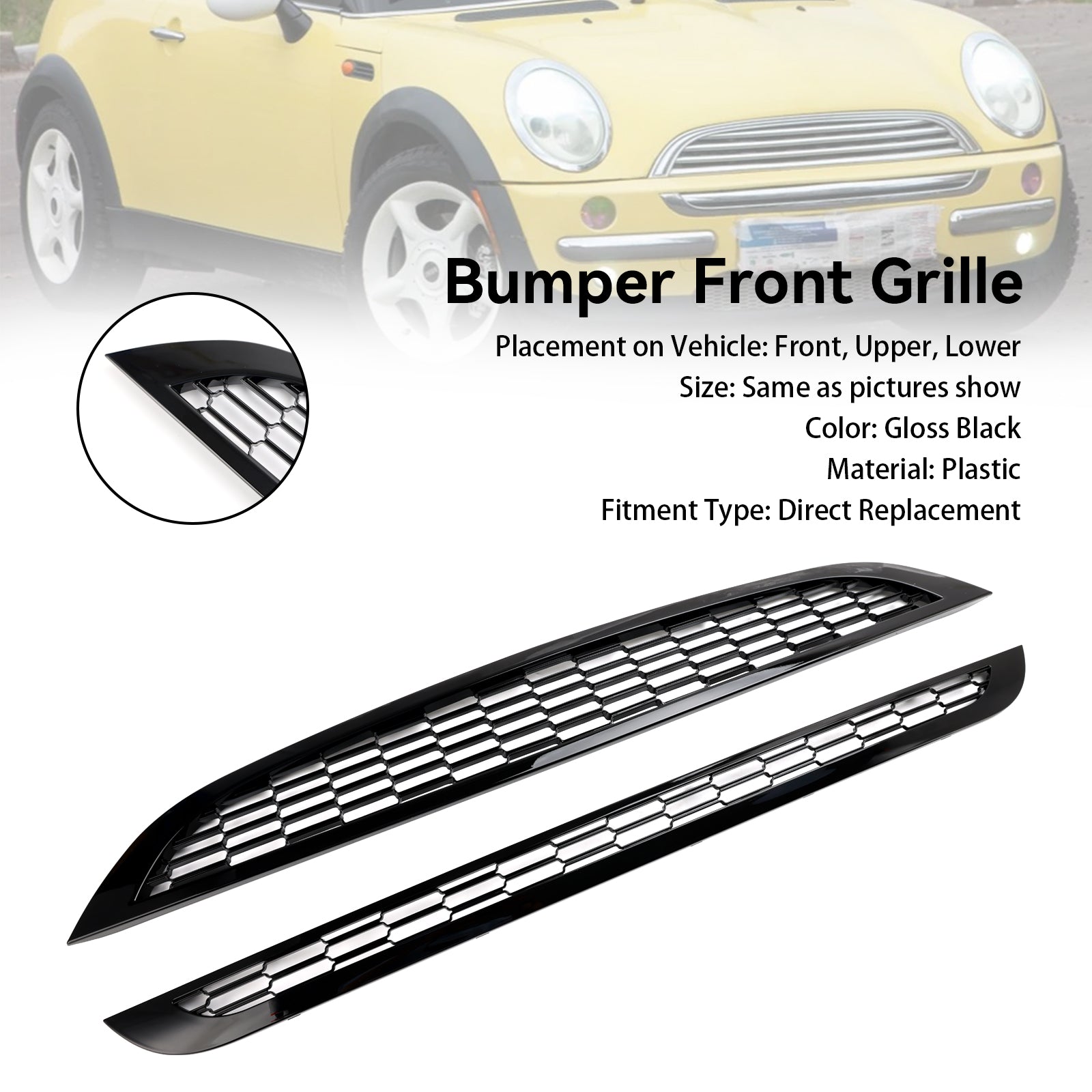 2002-2006 MINI R50 One 1.4d Honeycomb Mesh Front Grill Grille 2PCS