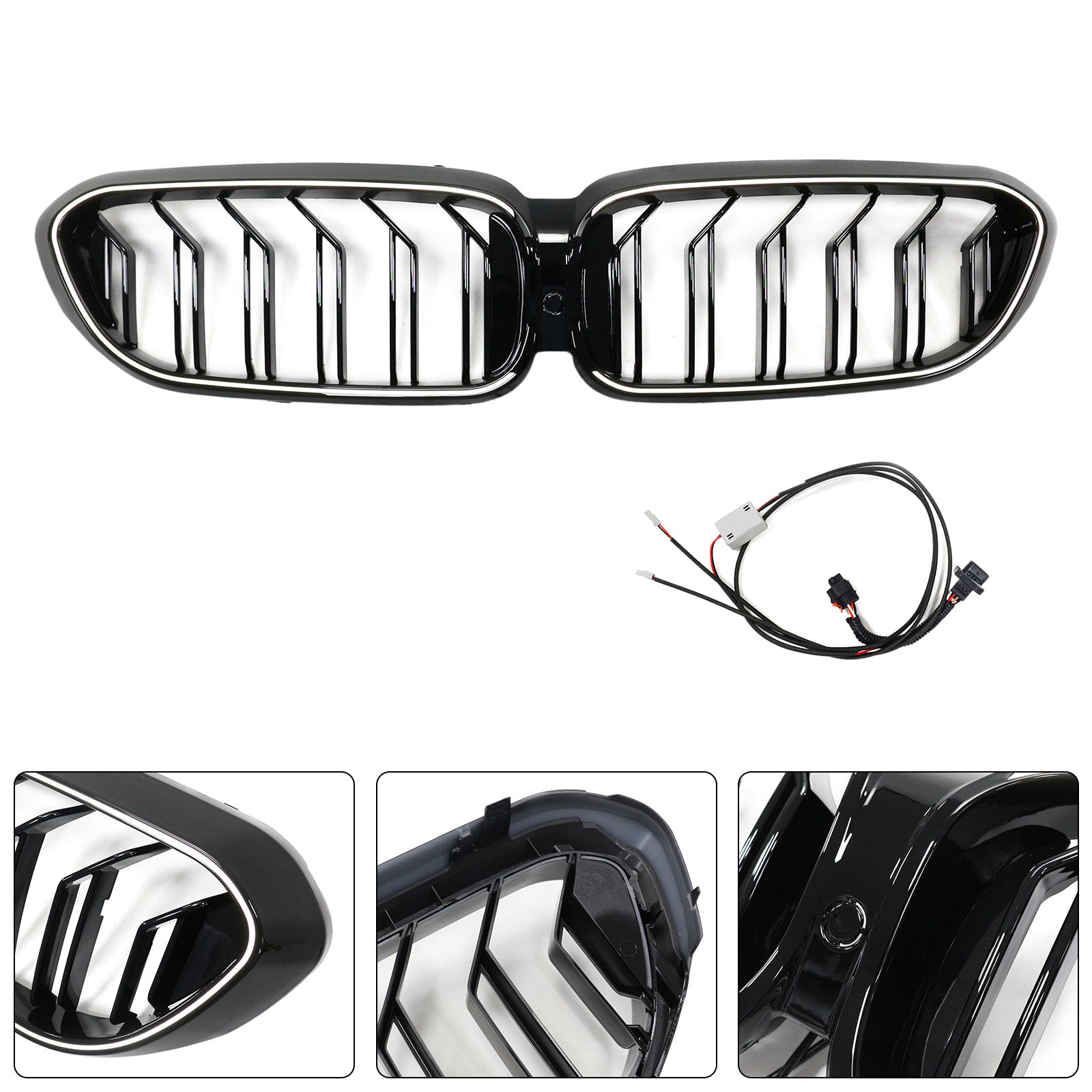 2017-2020 BMW 5 Series G30 G31 Double Slat Front Kidney Grille Gloss Black