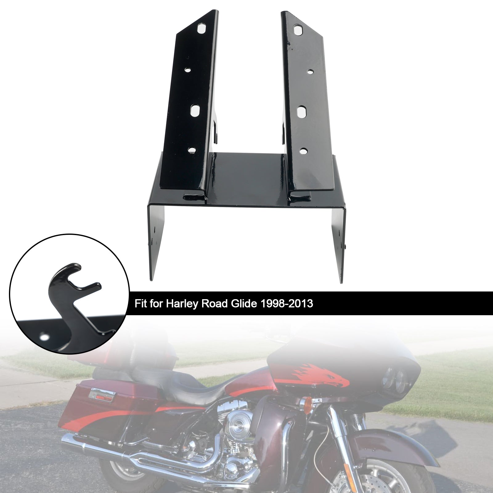 Support de montage pour caddie de radio de carénage avant en acier Harley Road Glide 1998-2013 7708-98