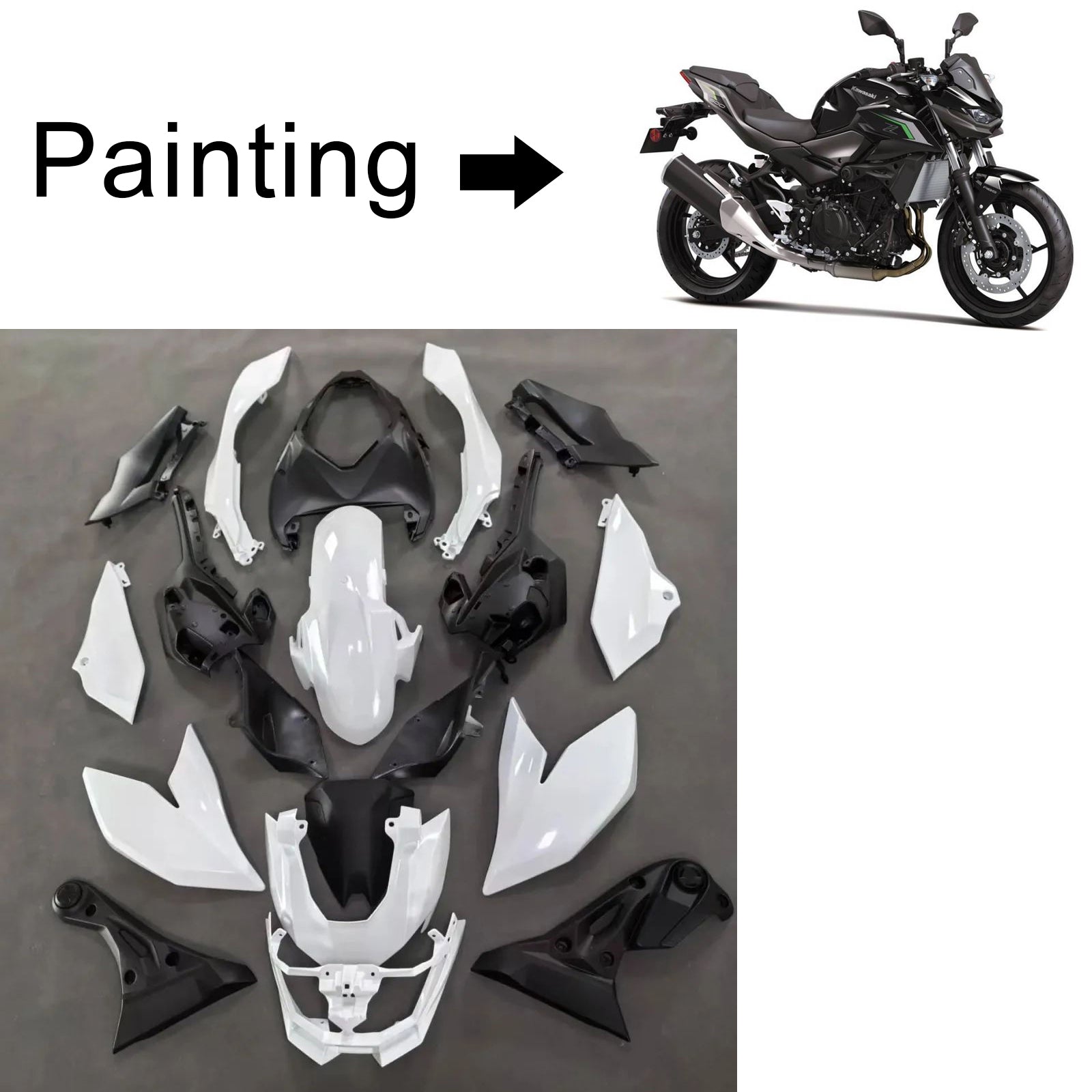 Injeksjon Fairing Kit Bodywork Plast Abs Fit for Kawasaki Z500 2025-2026