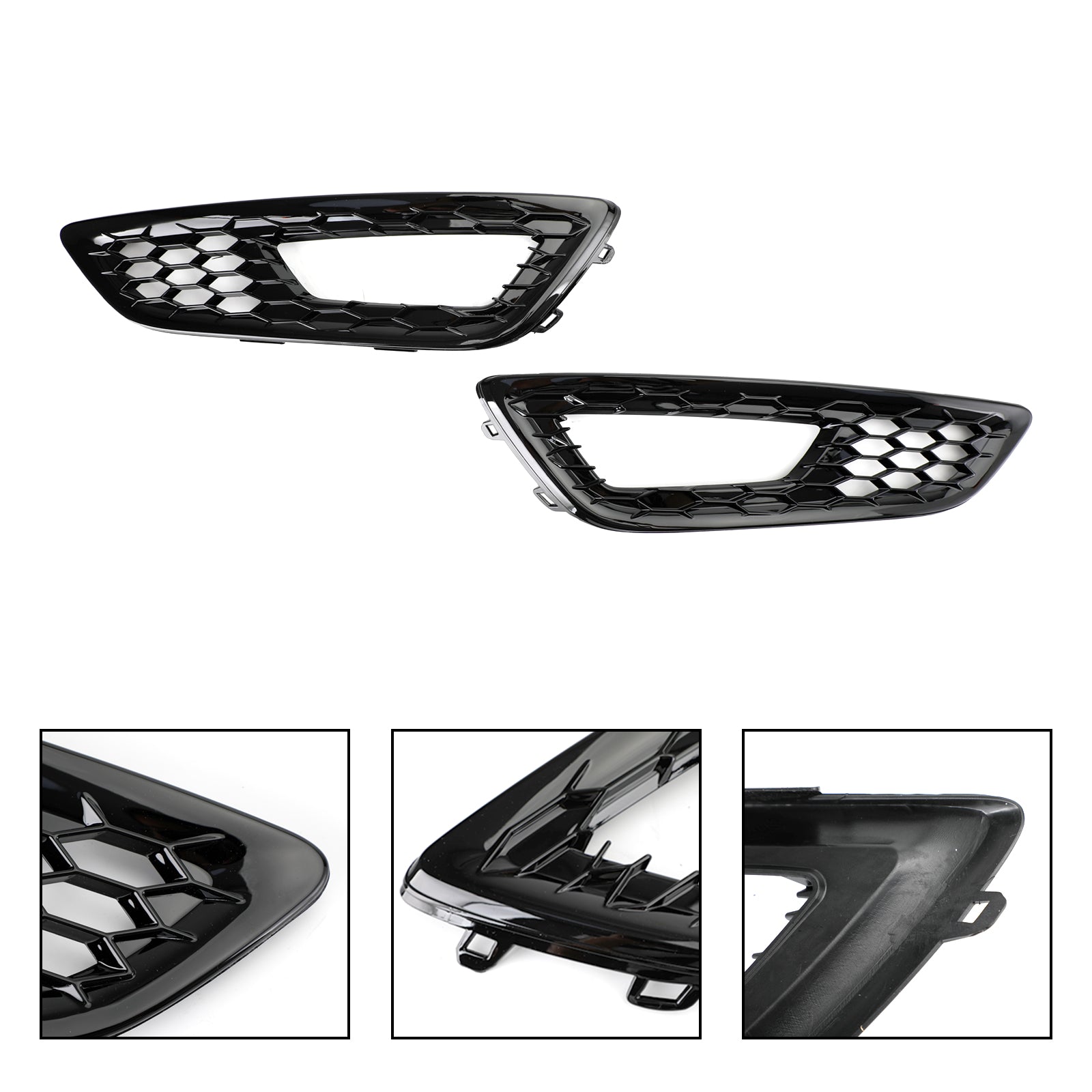 Pair Front Bumper Fog Light Lamp Cover Bezel Grill fit Ford Focus 2015-2017