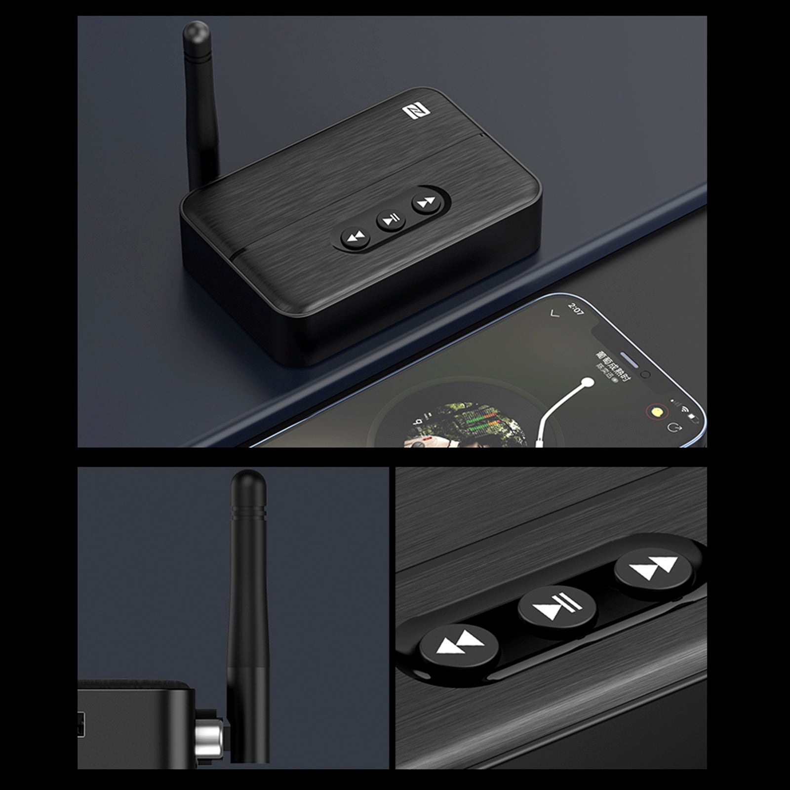 Receptor de audio NFC Bluetooth 5.4 Amplificador AUX/RCA Unidad flash USB para reproducir música