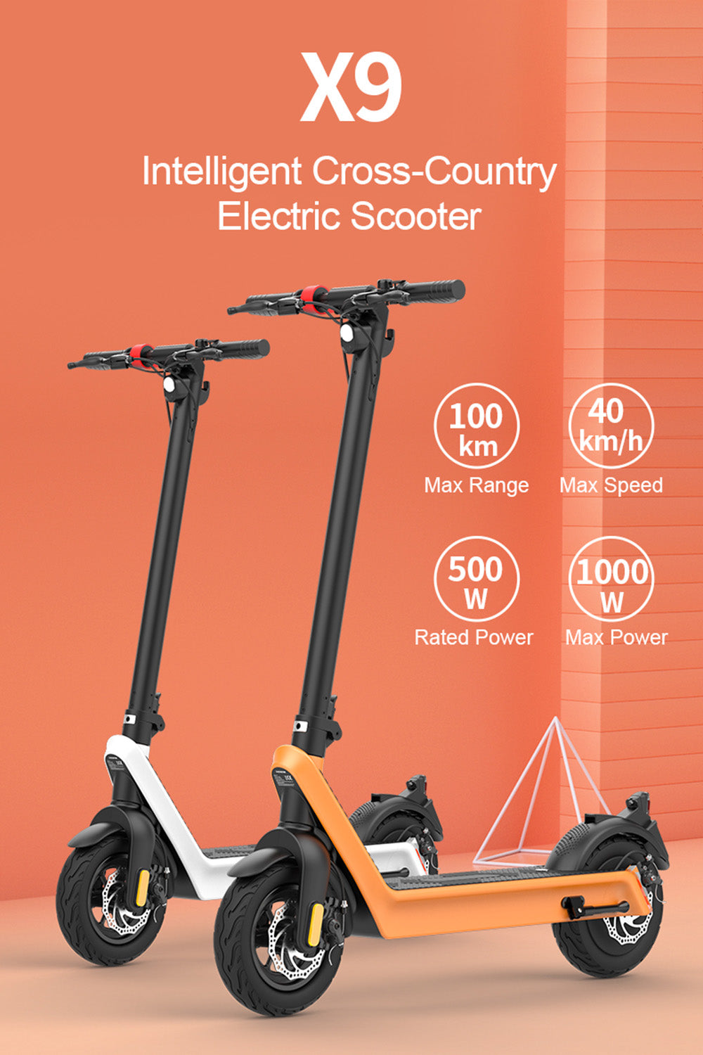 10" Folding Electric Scooter 500W 70KM Range 40km/h For Adult City Commute