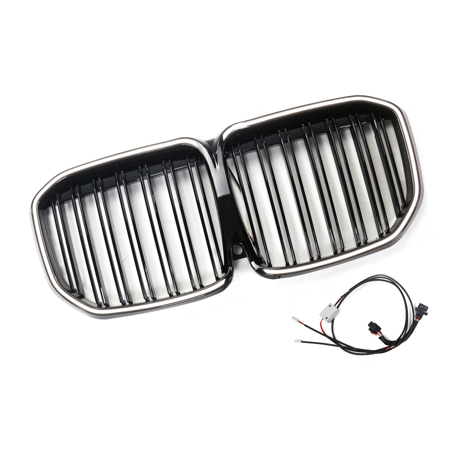 Double Slat Gloss Black Front Kidney Grill Grille Fit BMW X7 G07 2019-2022