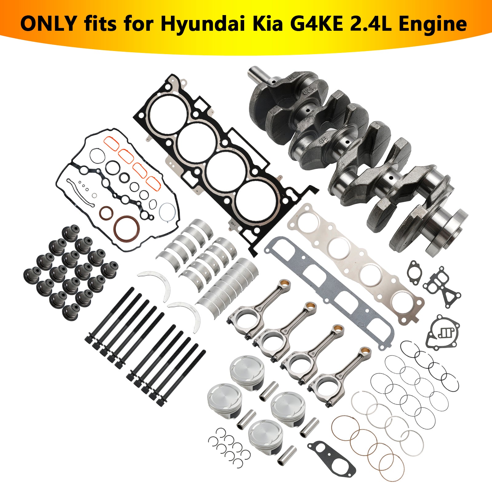 2013–2016 Hyundai Azera (HG) G4KE 2.4L Engine Overhaul Rebuild Kit & Crankshaft & Con Rods 23510-25220