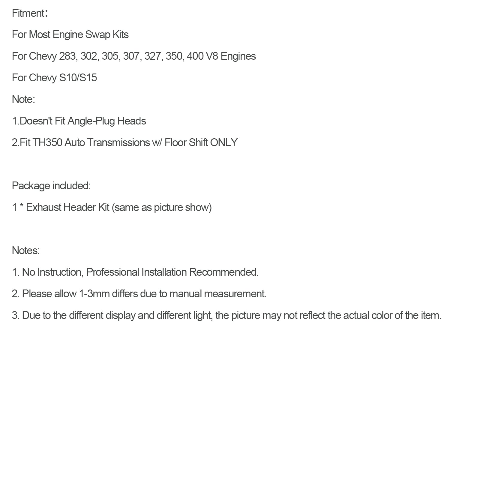 Cabeçalhos do coletor Chevy Blazer S10 S15 V8 FIT GMC MOTOR SPOLO BLOCO