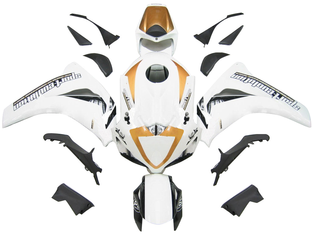 2008-2011 Honda CBR 1000 RR White & Gold Sport-Evo Racing Fairings Generic