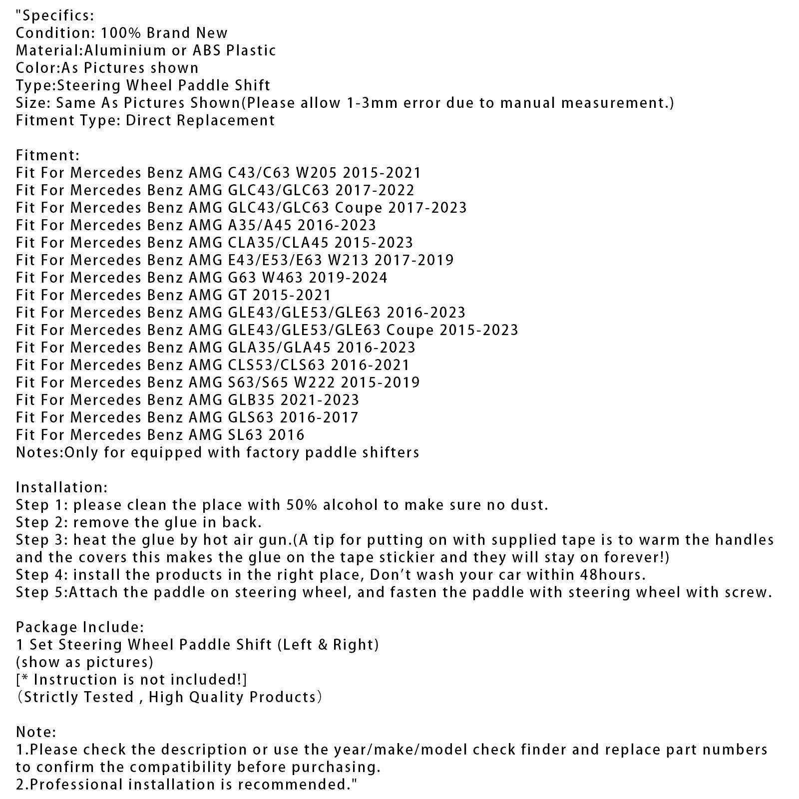 Stuurwiel schakelpeddelverlenging voor Mercedes Benz AMG