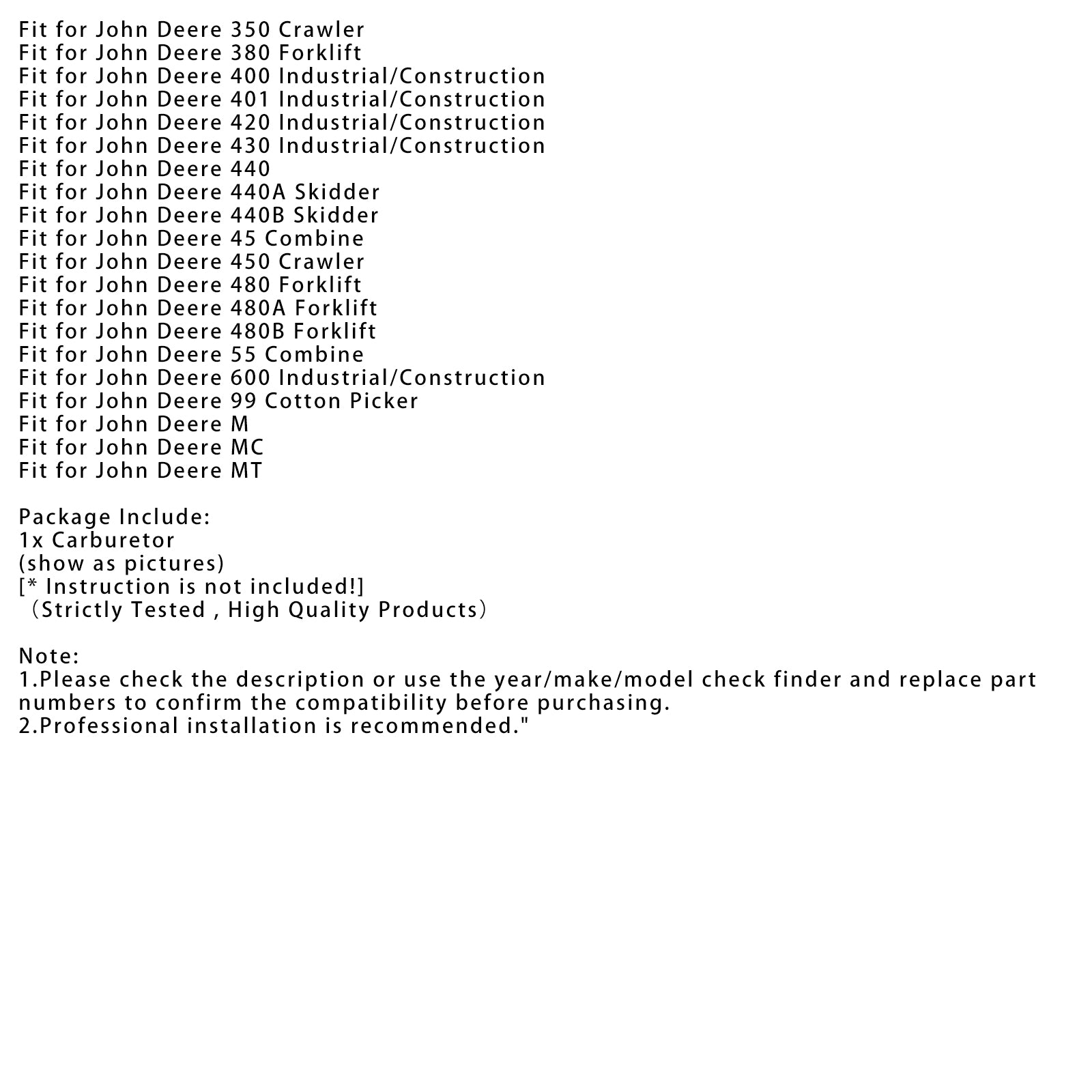 Carburateur 1403-0001 Voor John Deere 1020 2010 2020 2030 2510 Tractor