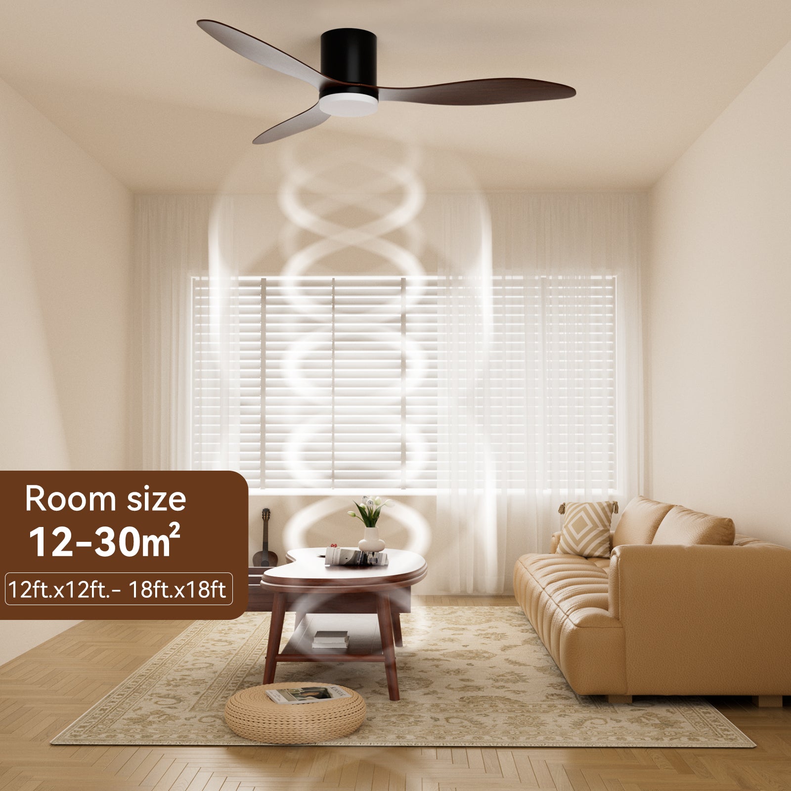 Dimmable LED DC Motor 52" Profile Ceiling Fan with Lights Remote/App Control