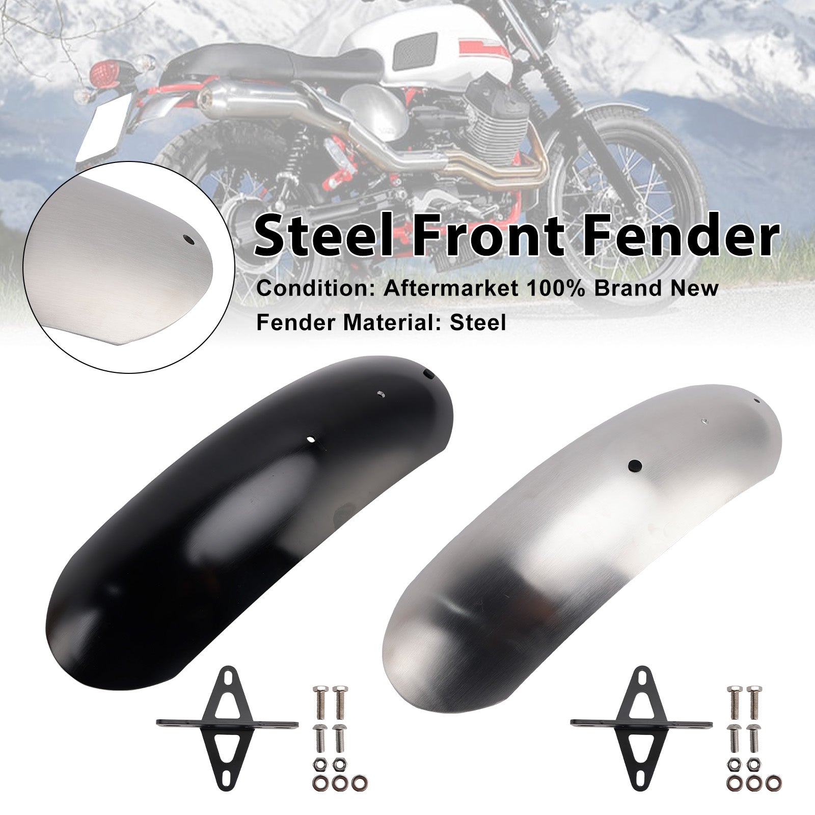 Garde-boue avant en acier adapté pour MOTO GUZZI V7 II Stone Classic Special 10-16