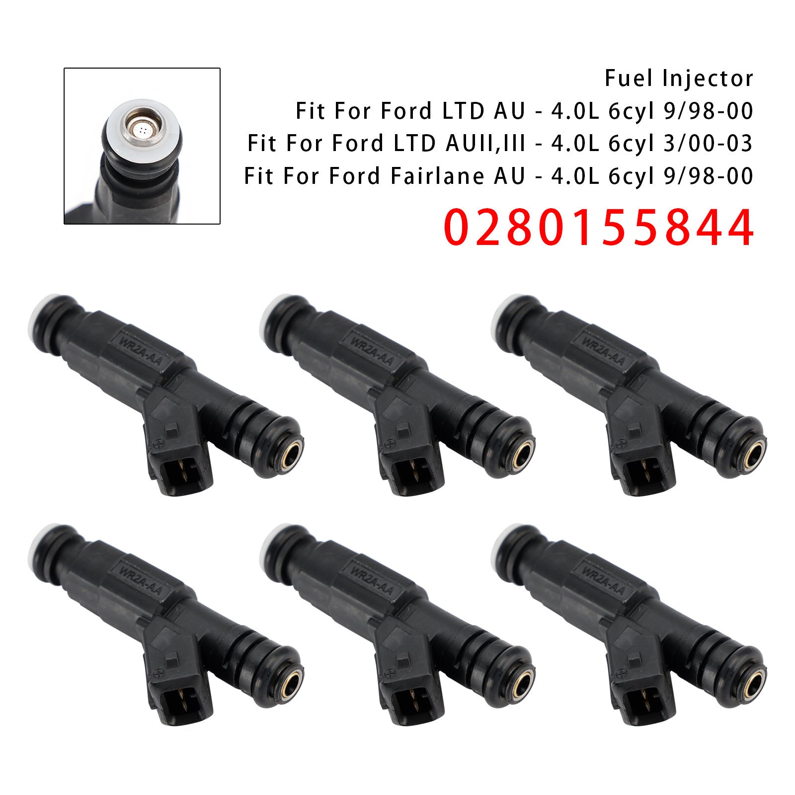 6Pcs Fuel Injector For Ford Falcon AU 4.0L Jeep Cherokee Commander 0280155844
