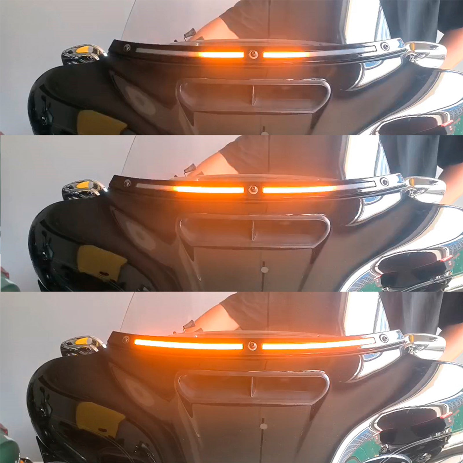 2014+Touring Electra Glide Street Glide Ultra Limited LED Running Turn Signal Light Windshield Trim