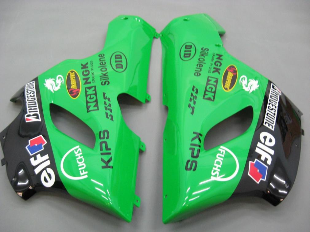 2005-2006 Kawasaki ZX6R 636 stroomlijnkappen groen zwart nr. 56 Nakano Racing generiek