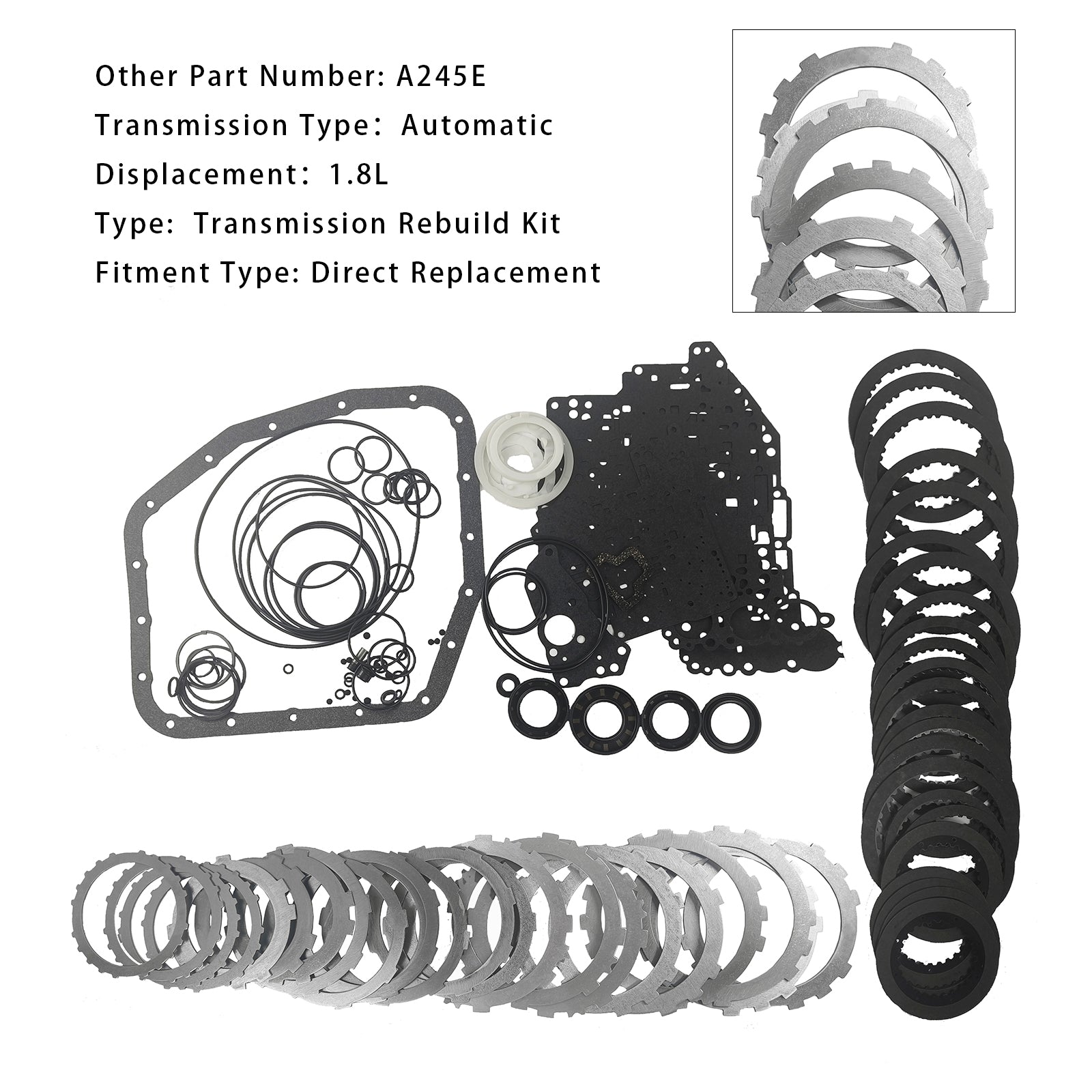 1993-2008 TOYOTA COROLLA 4 SP FWD L4 1.8L A245E Transmission Master Rebuild kit Clutch Plates