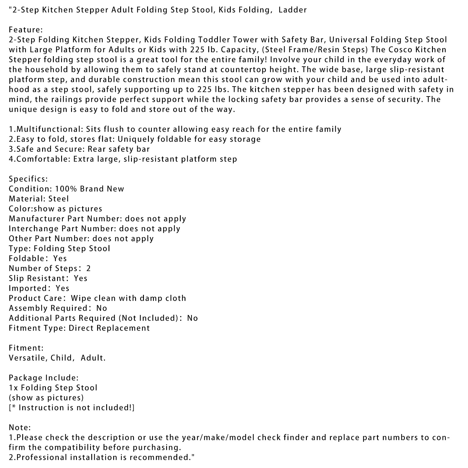 2-staps keukenstepper opklapbare opstapkruk voor volwassenen, opklapbaar voor kinderen