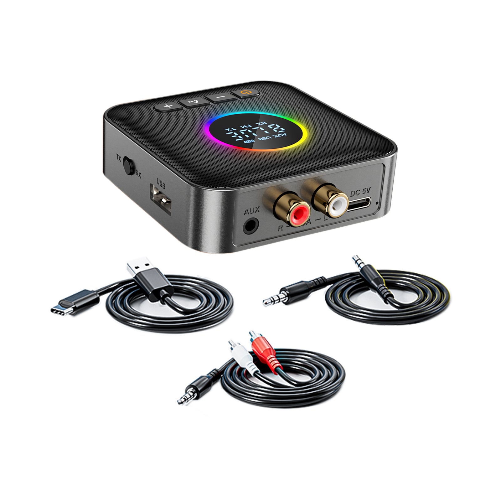 Adaptateur Audio récepteur Bluetooth 5.4, transmetteur FM, disque U sans perte, un à deux