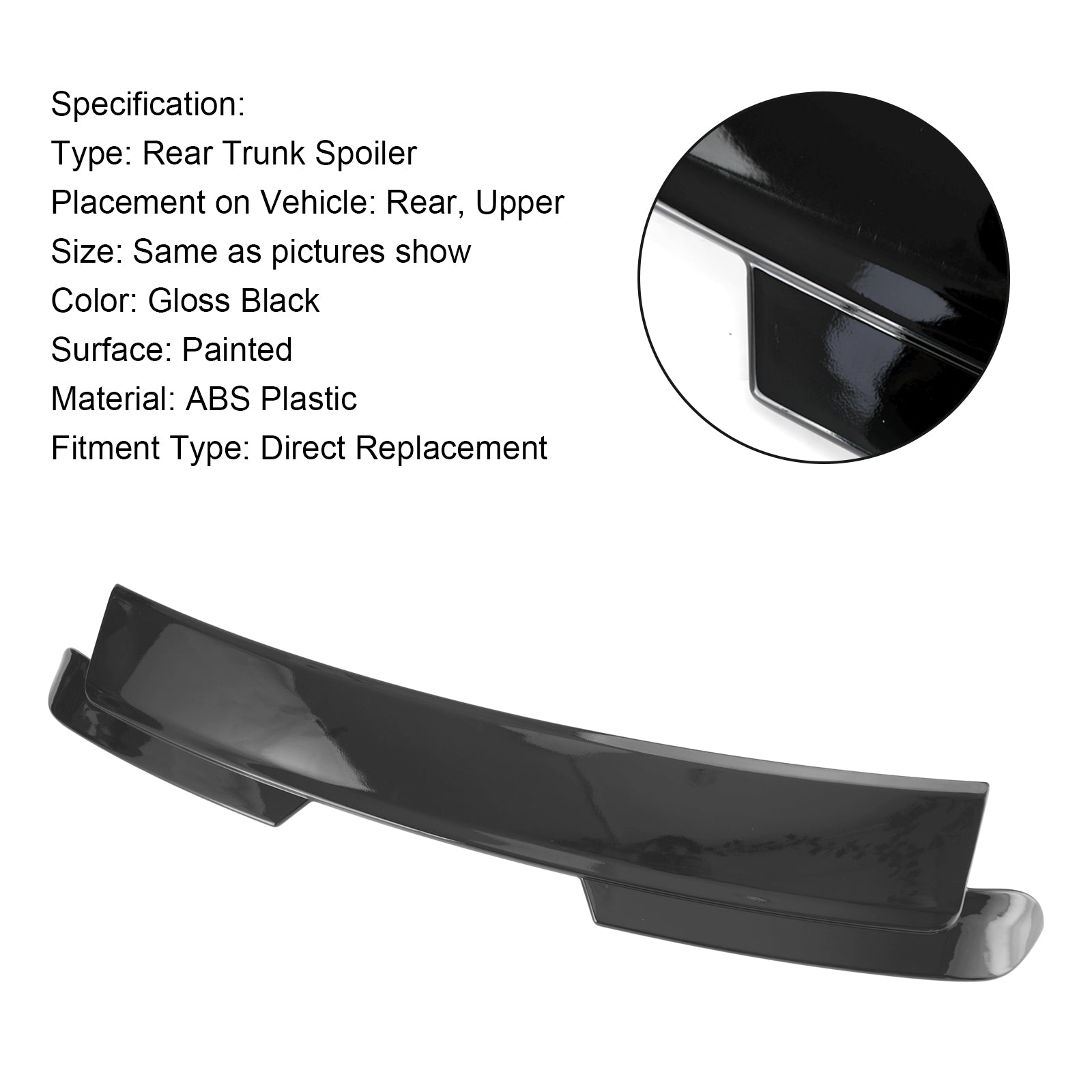 Rear Roof Wing Spoiler Fit For Seat Ibiza 6J 4 / 5 Doors 2008-2017 Gloss Black