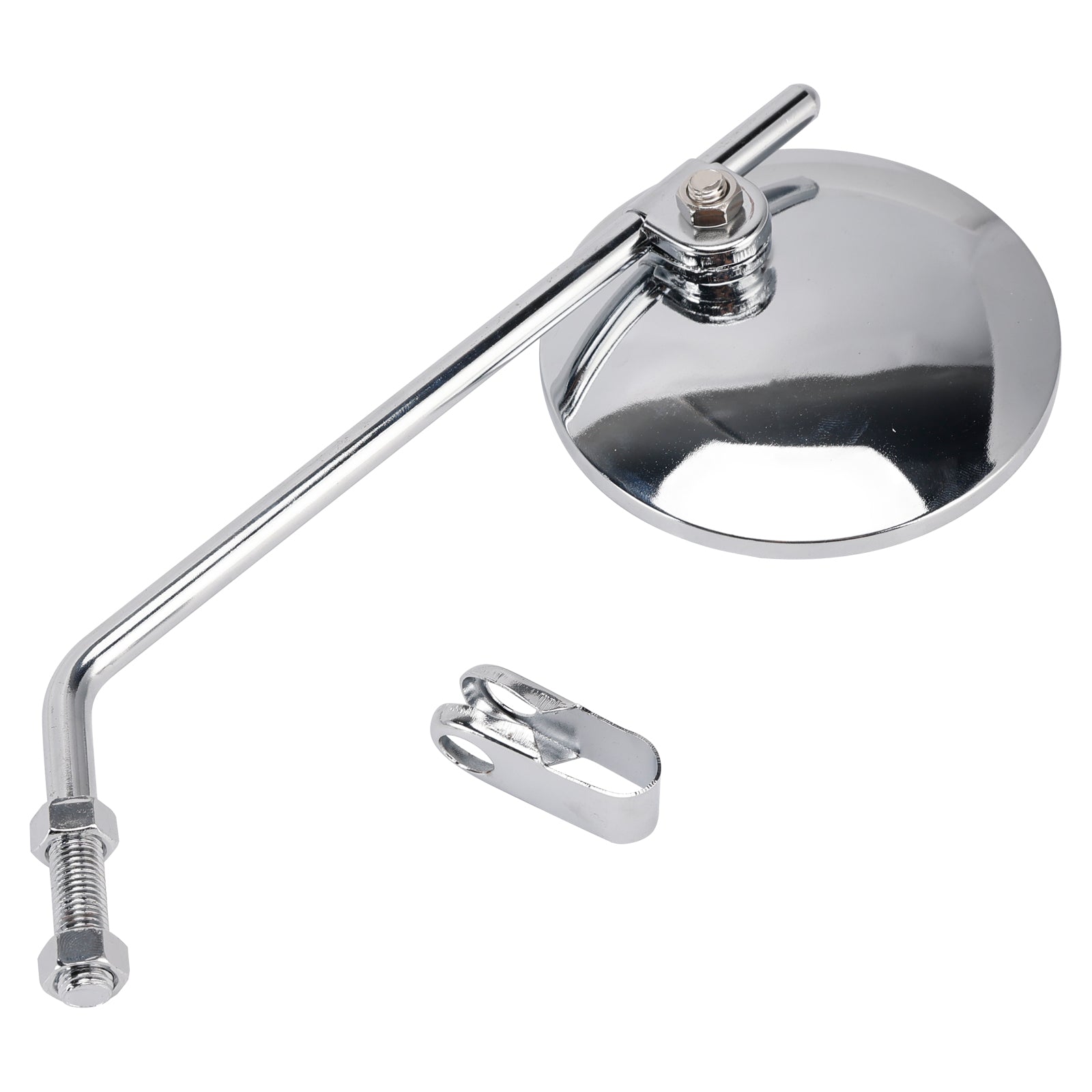 Pair Universal Motorcycle 4" Chrome Clamp-On Mirrors - Round for 7/8" in Bars