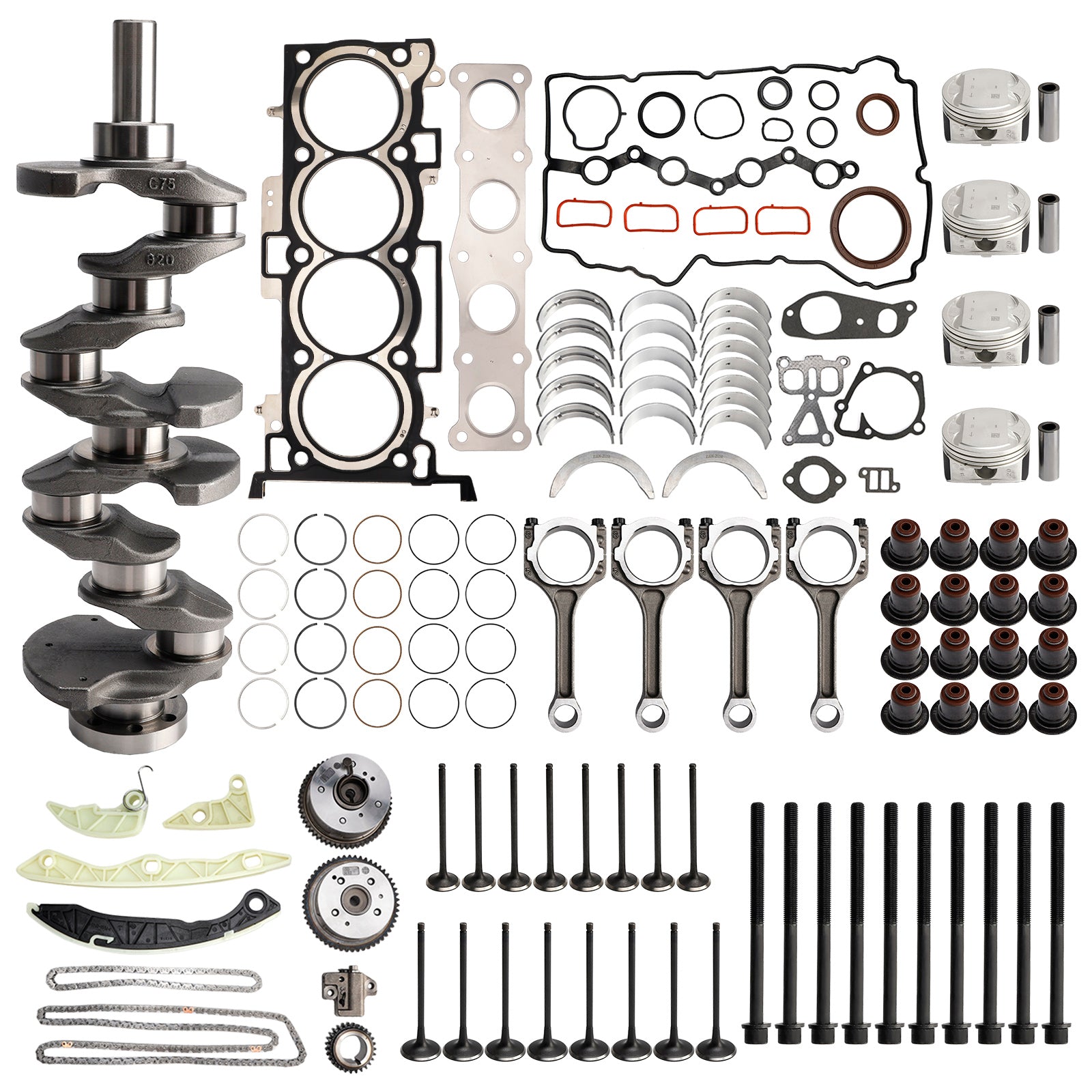 G4KD 2.0L Engine Overhaul Rebuild Kit Crankshaft Rods Timing Kit for Hyundai KIA